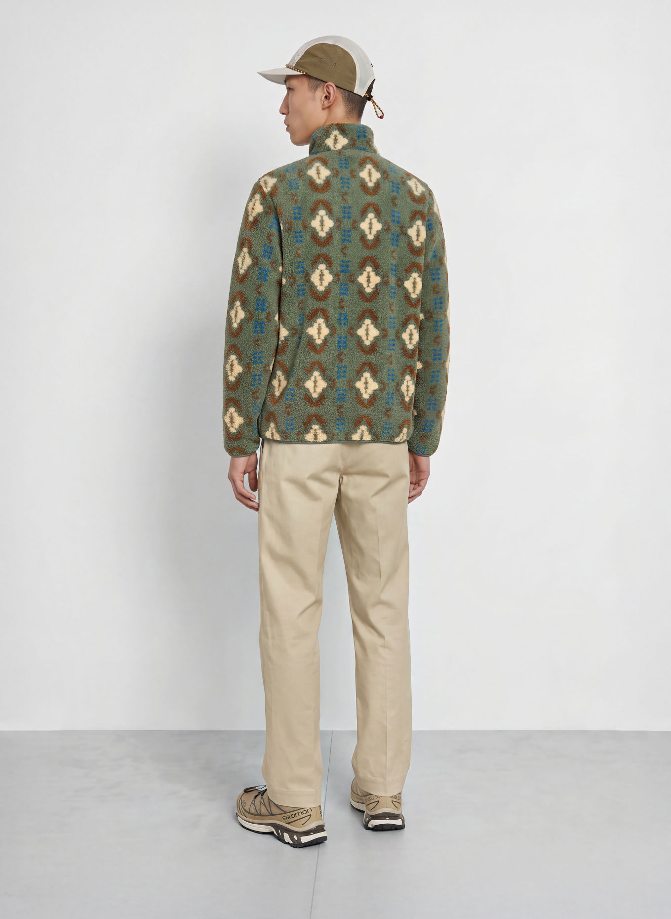 me°ru' Jachetă din fleece RENNES: VERDE / MARO ÎNCHIS / CREM