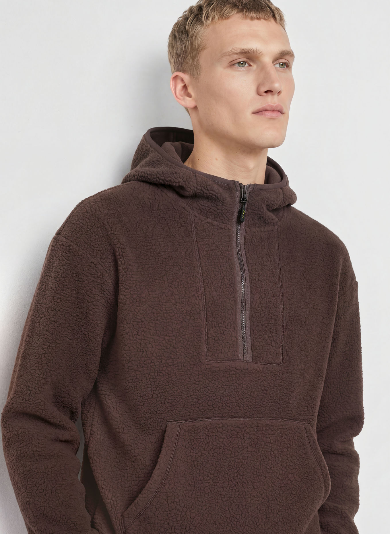me°ru' Hoodie QUIMPER i teddypäls: MÖRKBRUN