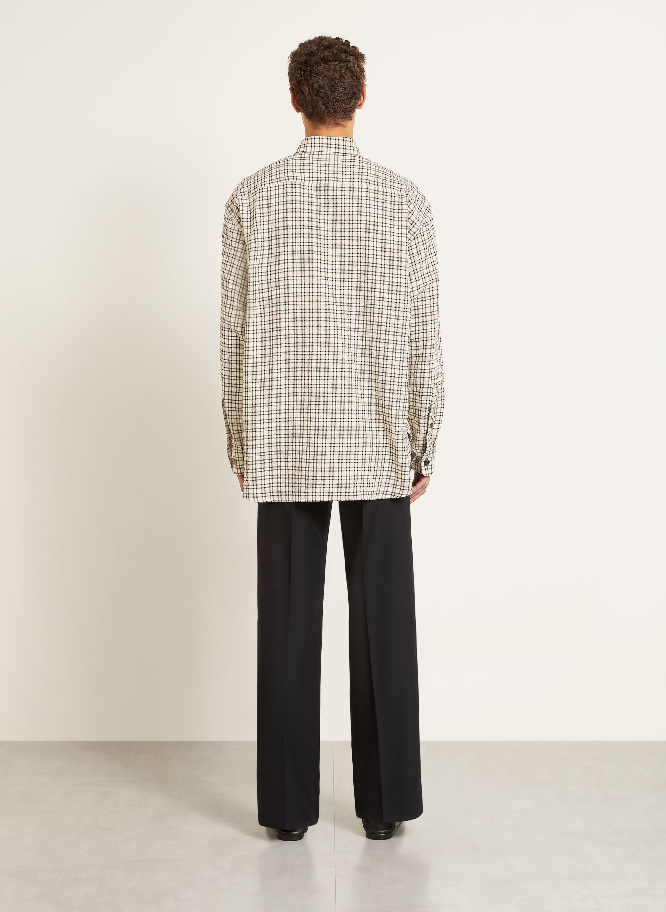DRIES VAN NOTEN Comfort Fit Shirt: ECRU / LIGHT BROWN / BLACK