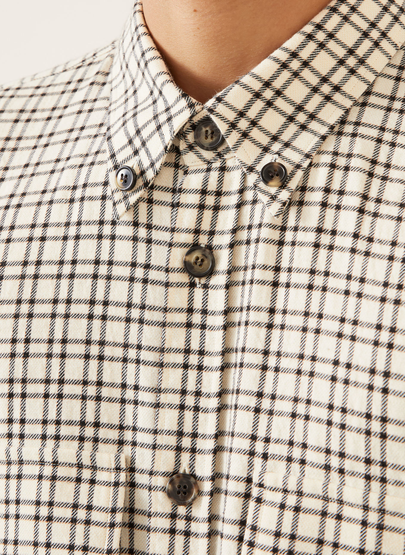 DRIES VAN NOTEN Comfort Fit Shirt: ECRU / LIGHT BROWN / BLACK