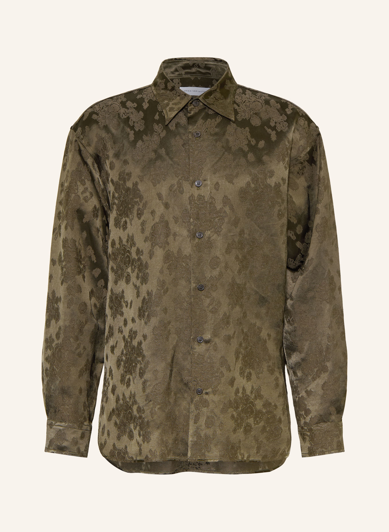 DRIES VAN NOTEN Jacquard-overhemd Comfort Fit: KAKI / OLIJF