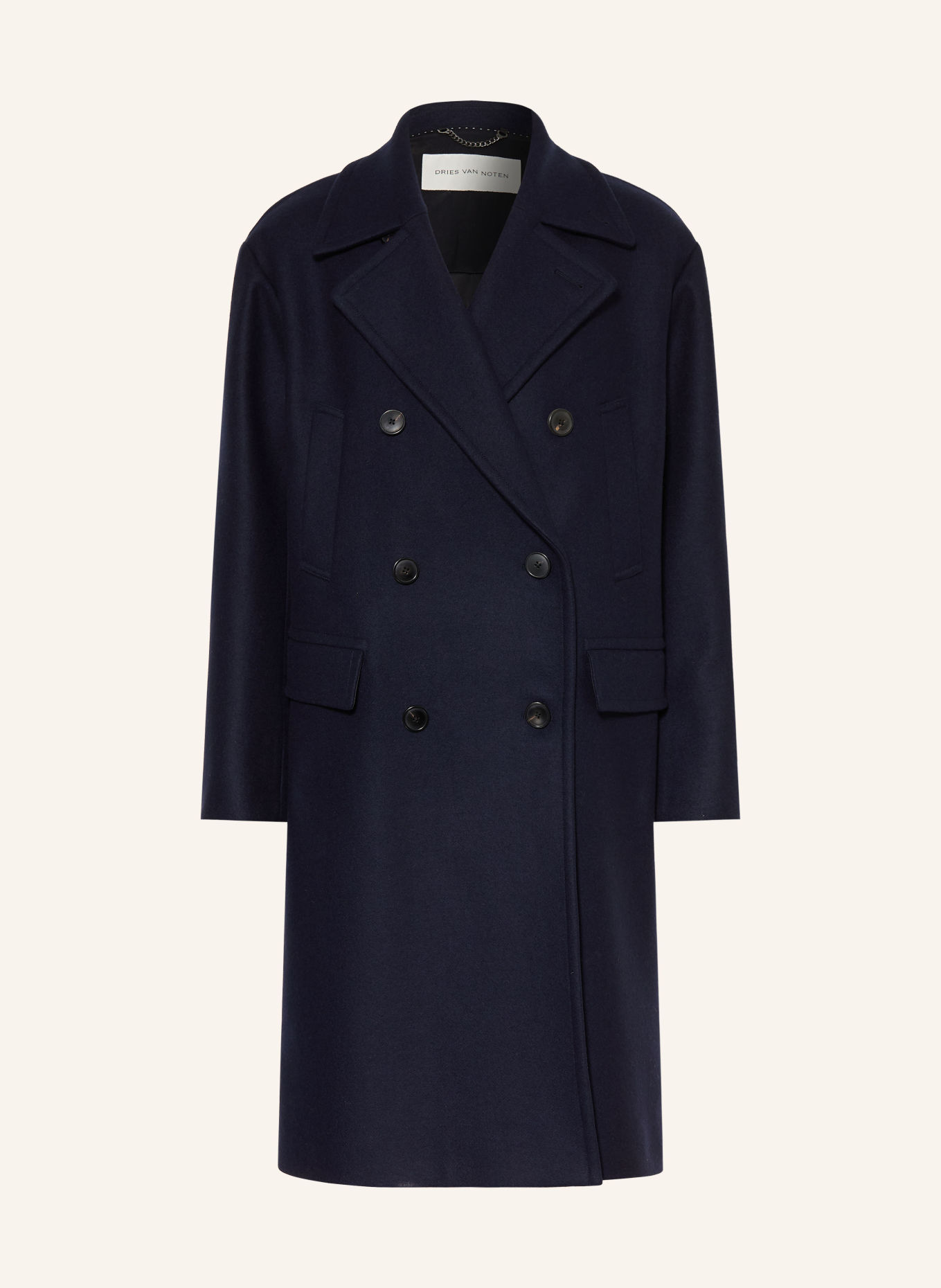 DRIES VAN NOTEN Wollen mantel: DONKERBLAUW