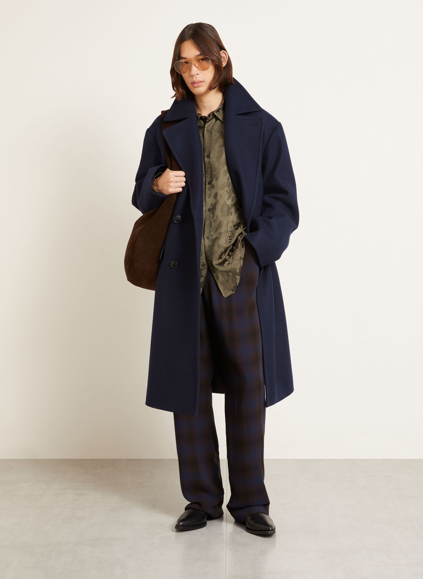 DRIES VAN NOTEN Wollen mantel: DONKERBLAUW