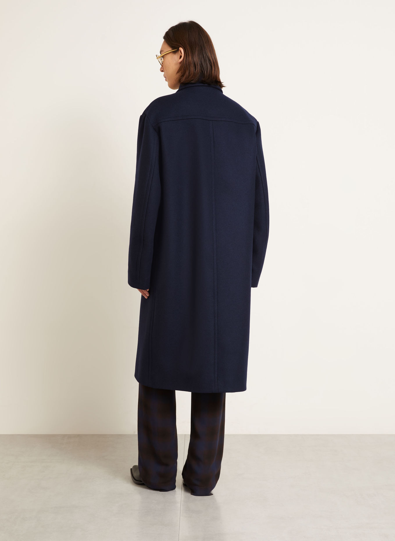DRIES VAN NOTEN Wollen mantel: DONKERBLAUW
