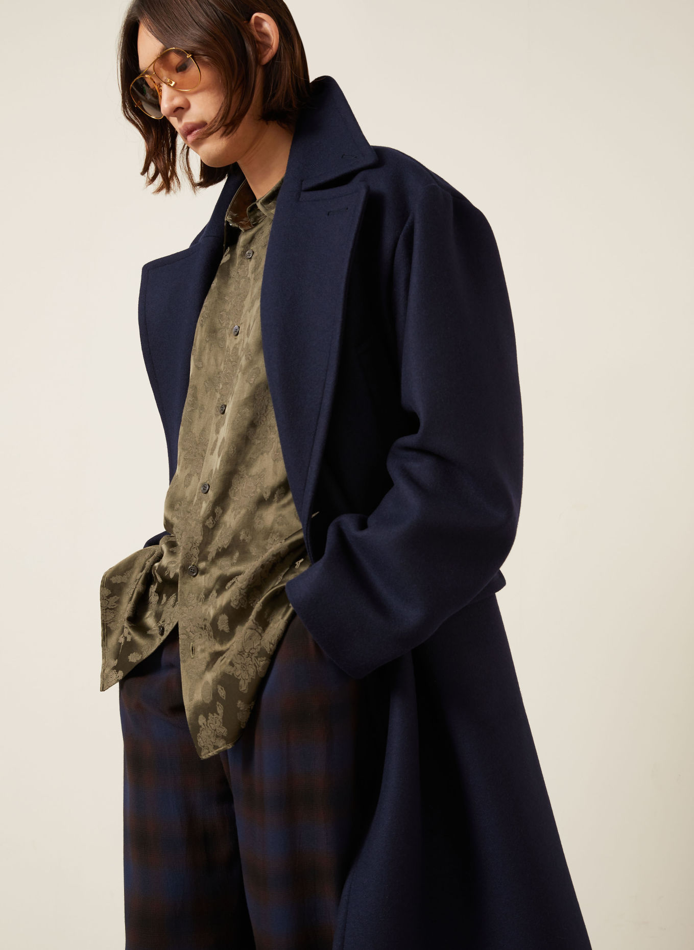 DRIES VAN NOTEN Wollen mantel: DONKERBLAUW