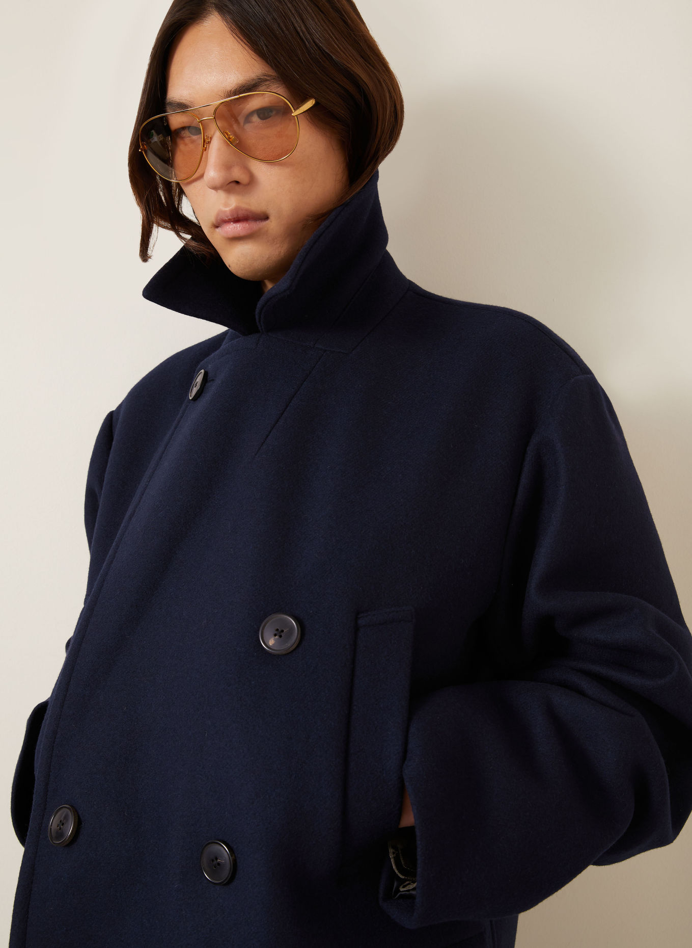 DRIES VAN NOTEN Wollen mantel: DONKERBLAUW
