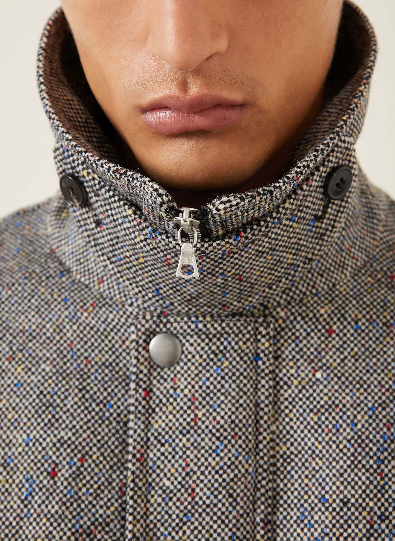 DRIES VAN NOTEN Tweed Bomber jacket: BLACK / BLUE / WHITE