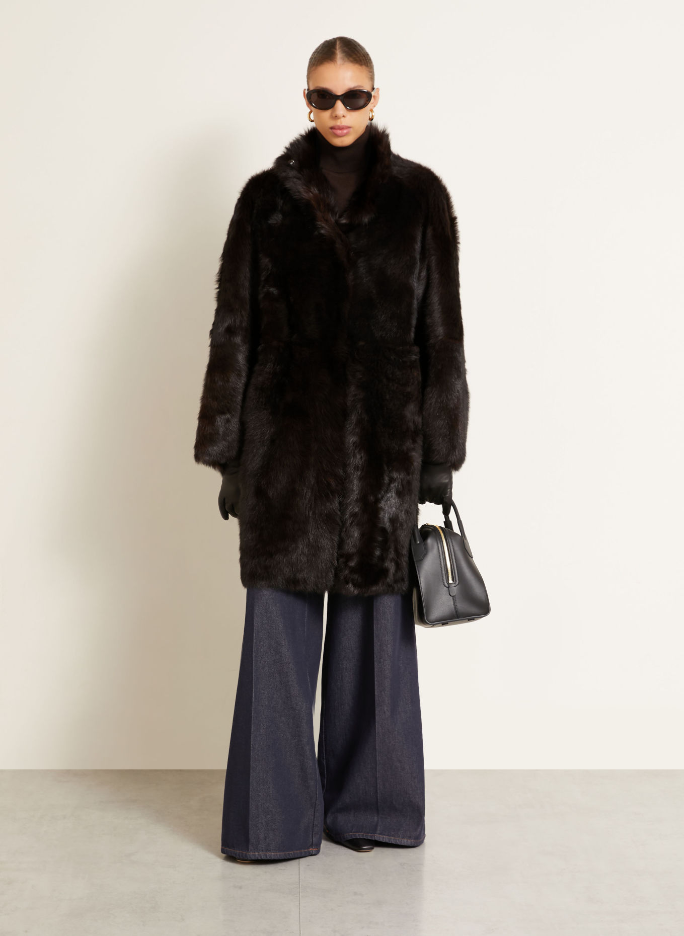 NOUR HAMMOUR Leren jas BLAISE: MARRON FONCÉ