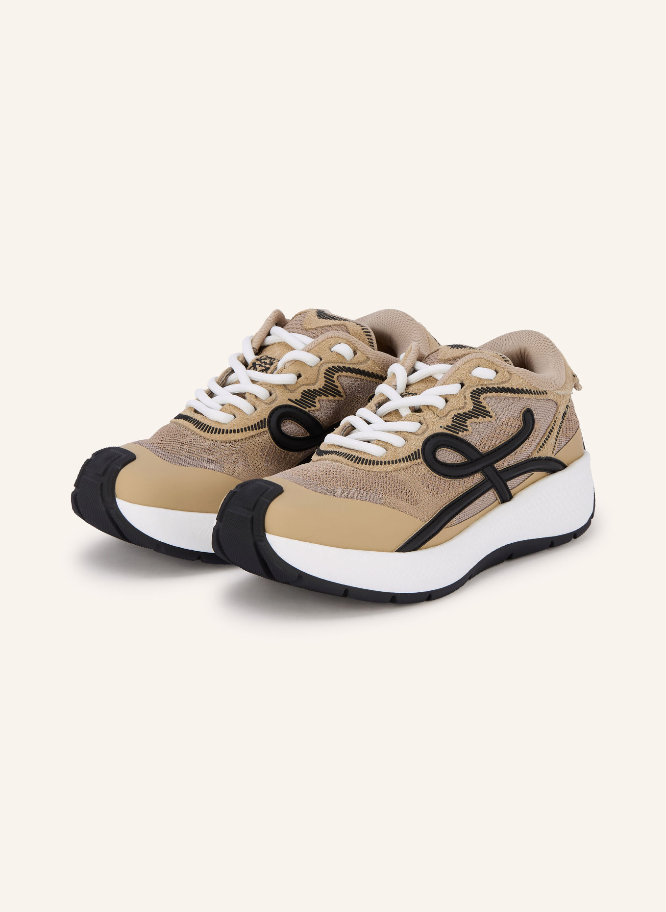 LOEWE POGO Sneakers: BEIGE / WHITE / BLACK