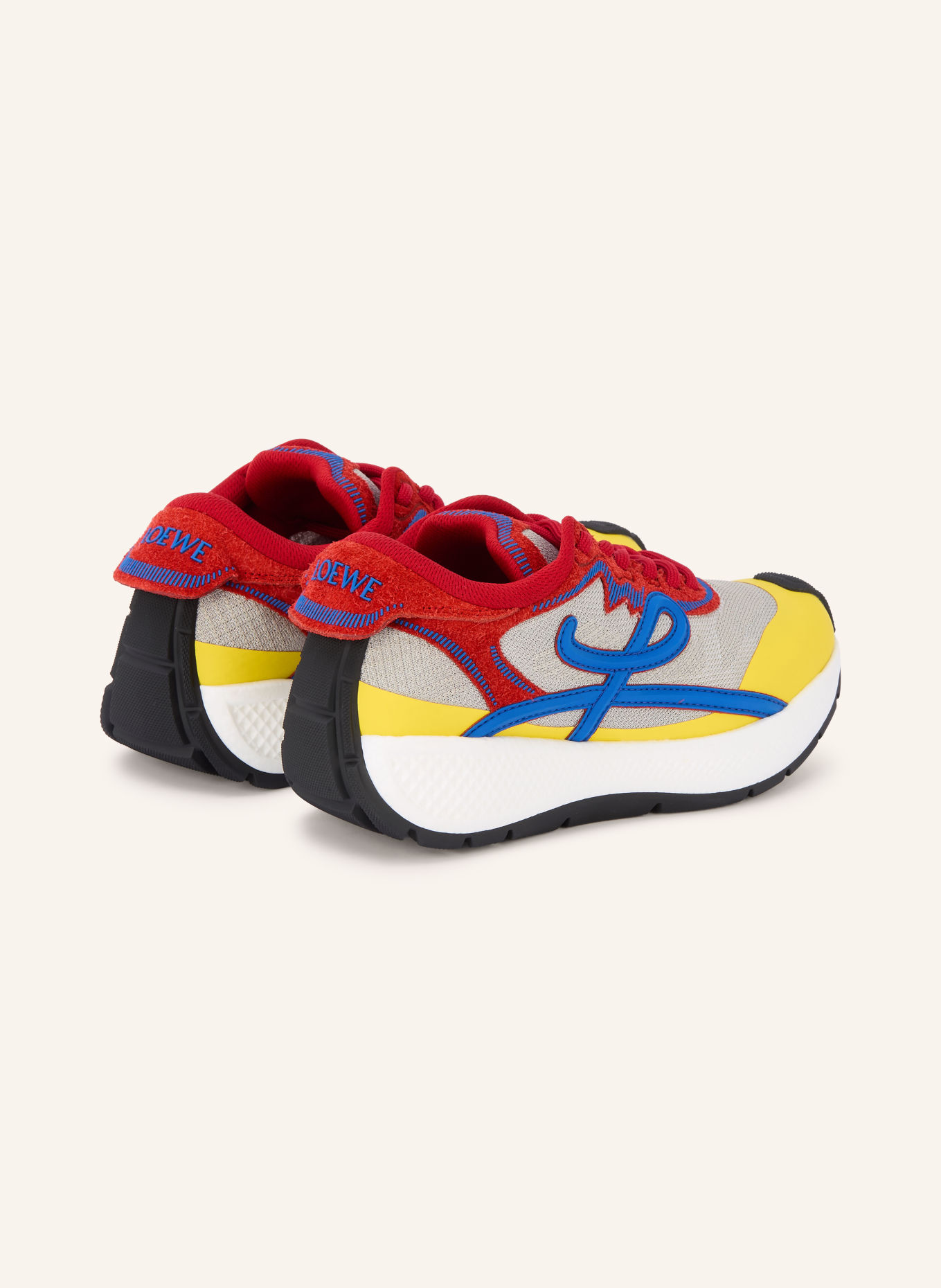 LOEWE POGO Sneakers: LIGHT GRAY / RED / DARK BLUE