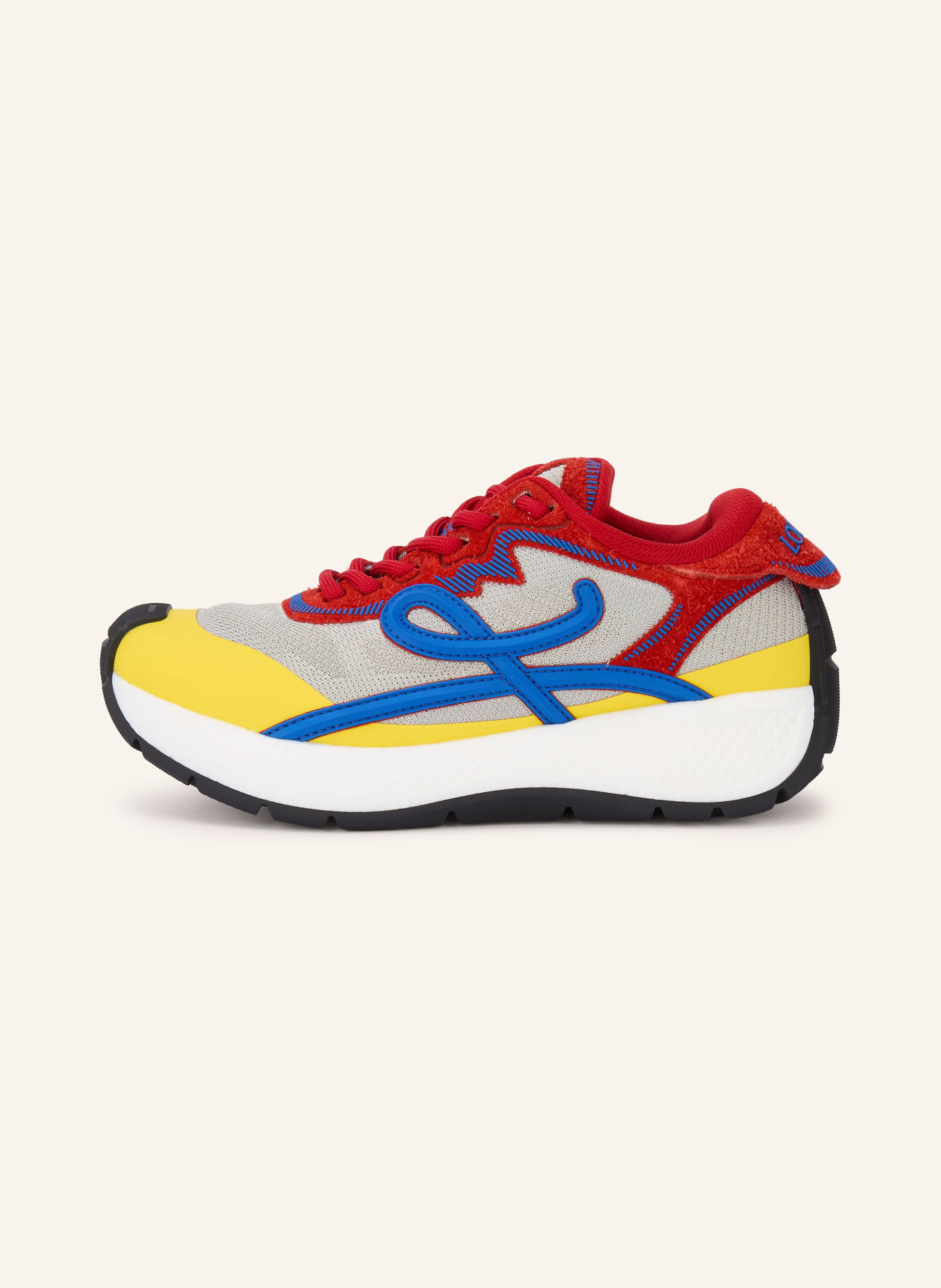 LOEWE POGO Sneakers: LIGHT GRAY / RED / DARK BLUE