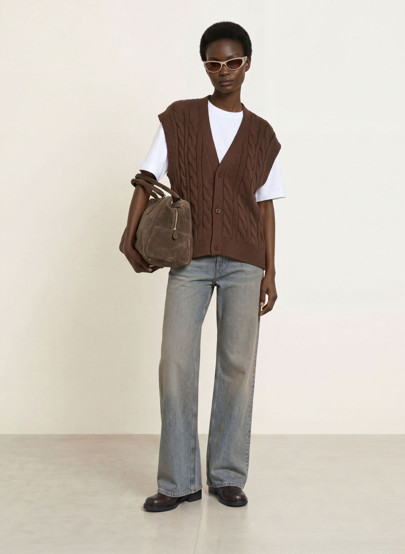 WRSTBHVR IMRAN Knit Vest: DARK BROWN