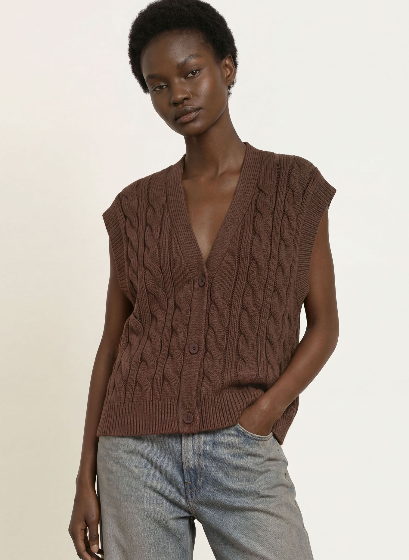 WRSTBHVR IMRAN Knit Vest: DARK BROWN