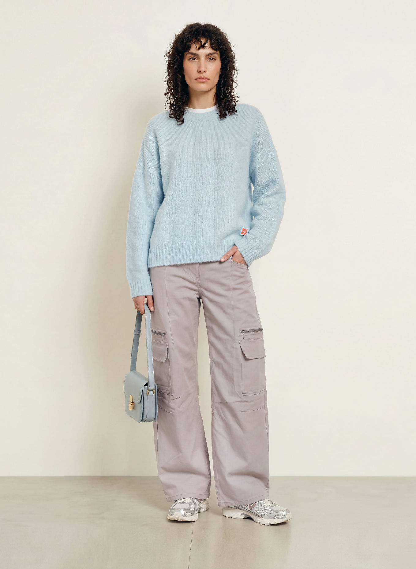 WRSTBHVR ENCI V3 Sweater with Alpaca: LIGHT BLUE / ORANGE