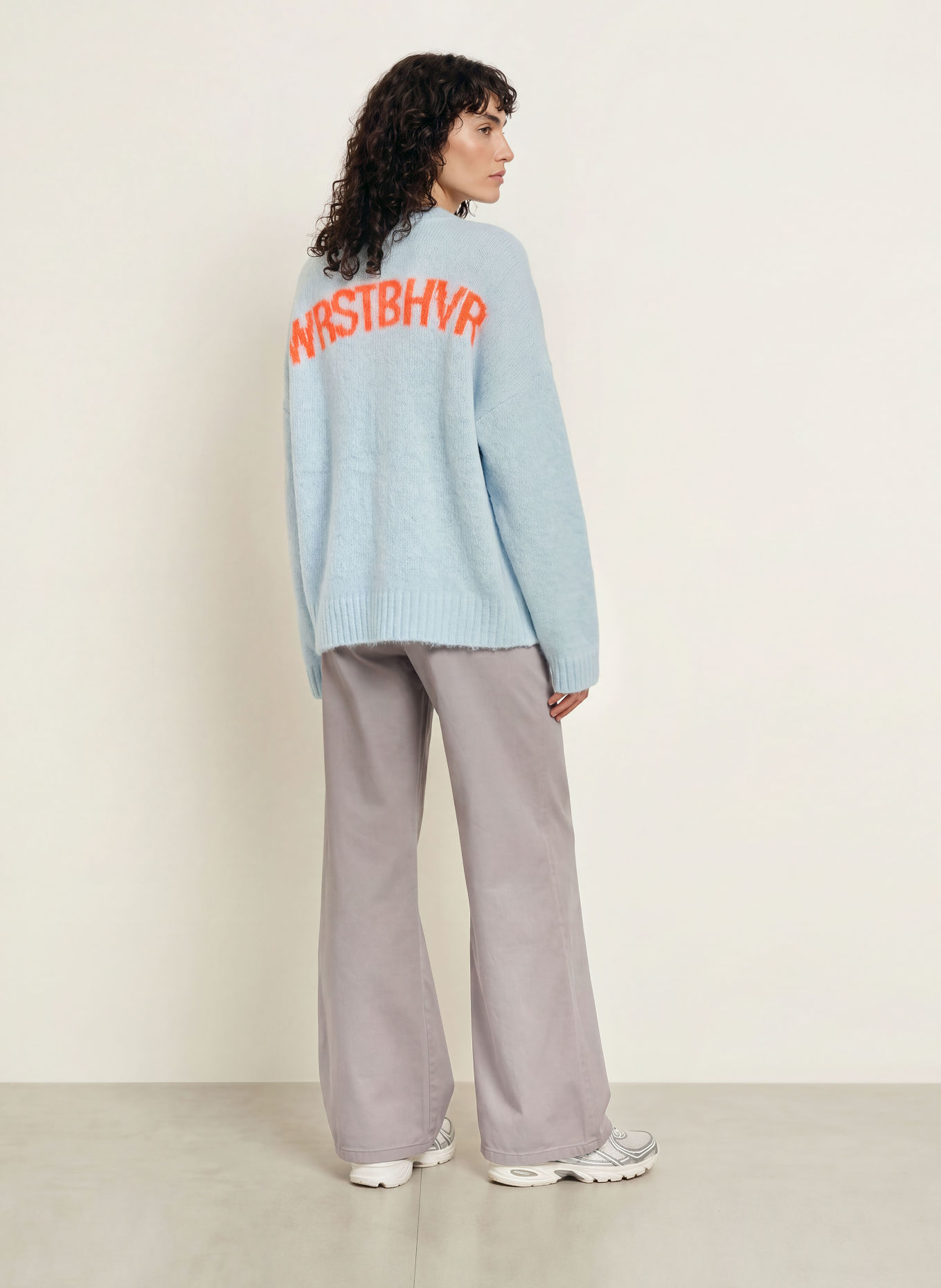 WRSTBHVR ENCI V3 Sweater with Alpaca: LIGHT BLUE / ORANGE