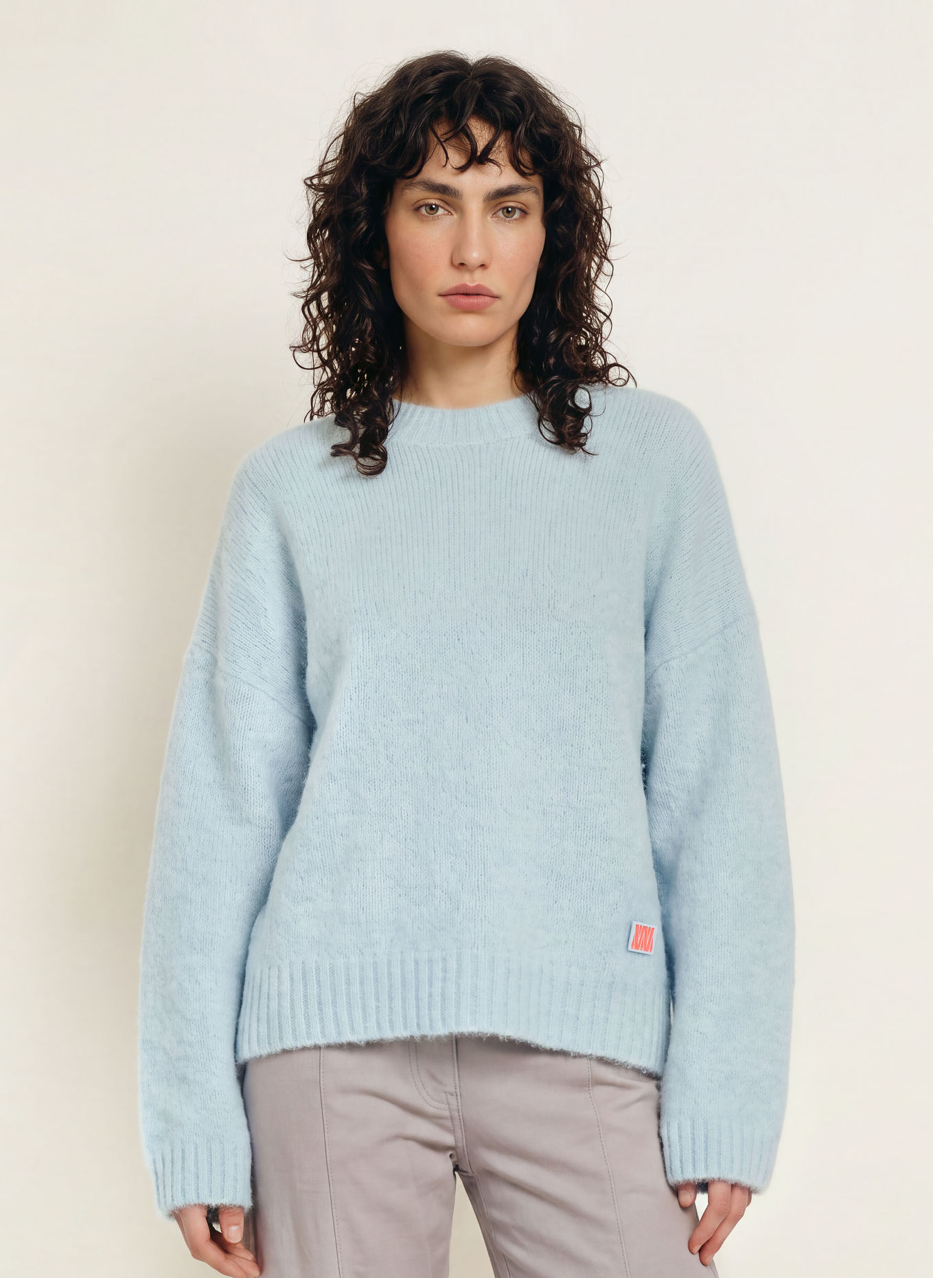 WRSTBHVR ENCI V3 Sweater with Alpaca: LIGHT BLUE / ORANGE