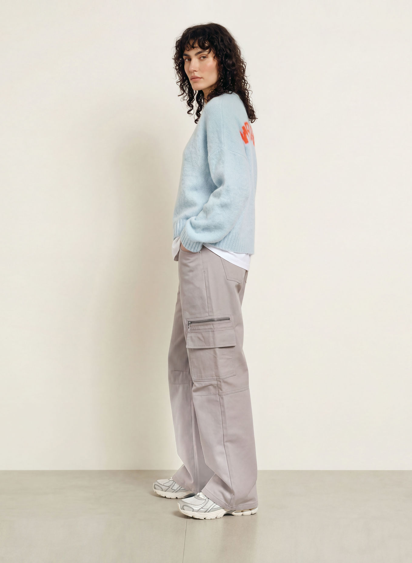 WRSTBHVR ENCI V3 Sweater with Alpaca: LIGHT BLUE / ORANGE