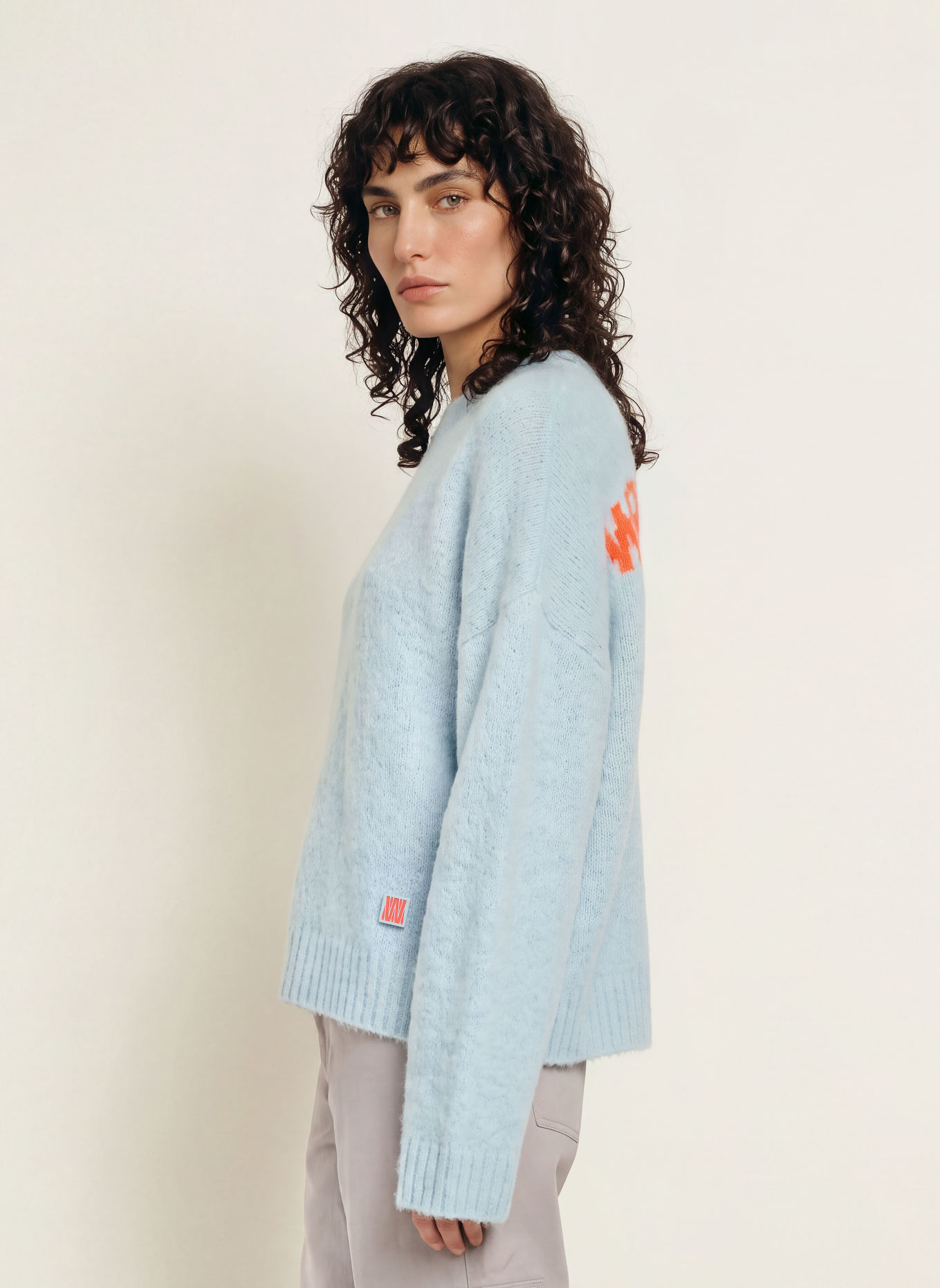 WRSTBHVR ENCI V3 Sweater with Alpaca: LIGHT BLUE / ORANGE