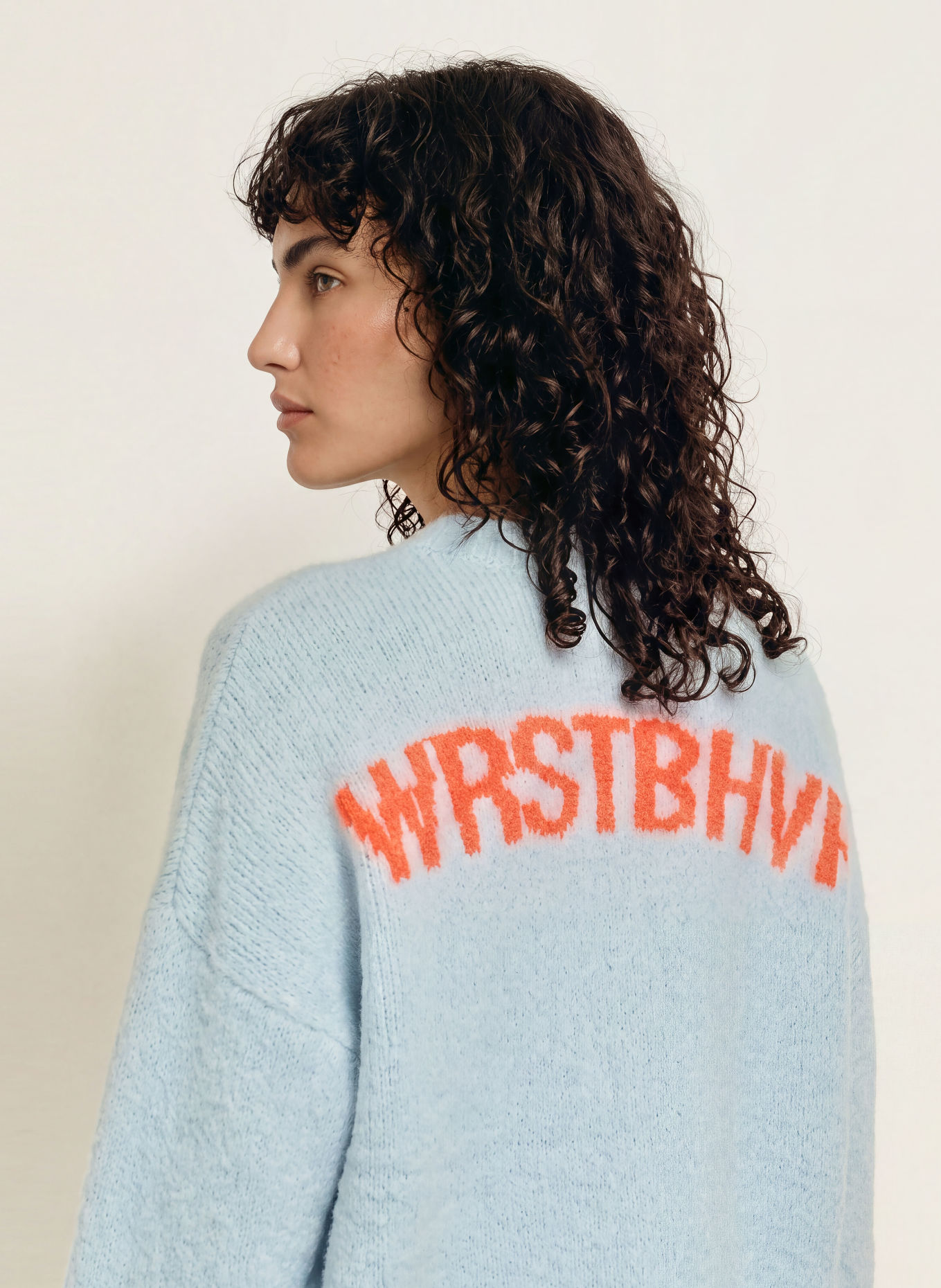 WRSTBHVR ENCI V3 Sweater with Alpaca: LIGHT BLUE / ORANGE