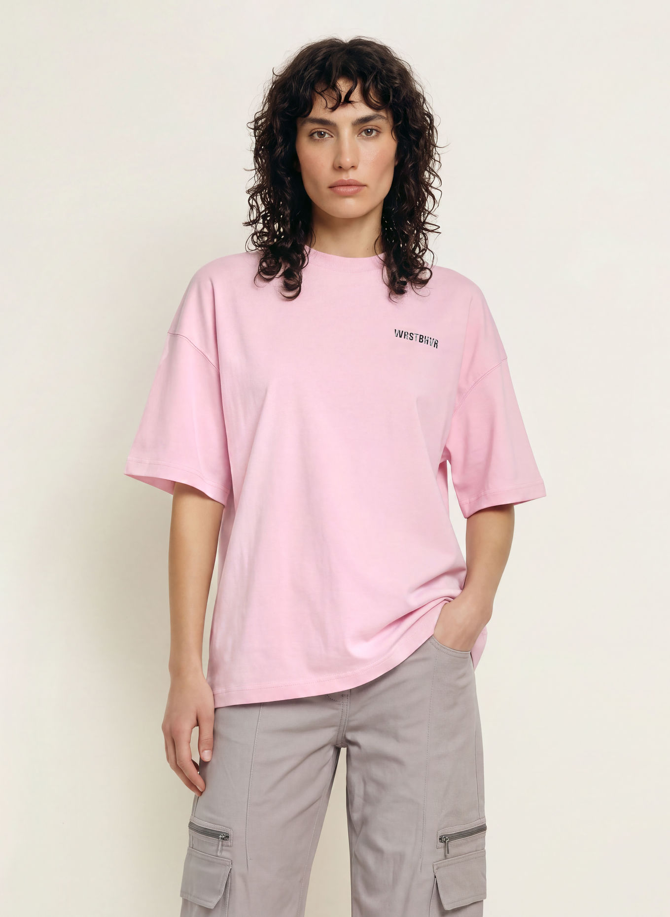 WRSTBHVR T-shirt STUDIO: ROZE / LICHTGRIJS / DONKERGRIJS