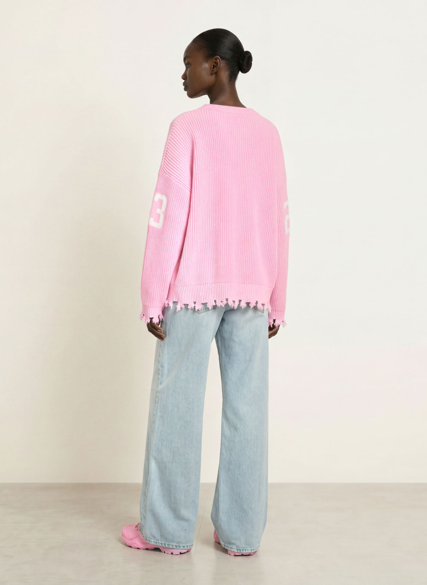 WRSTBHVR TOVE Sweater: PINK / WHITE