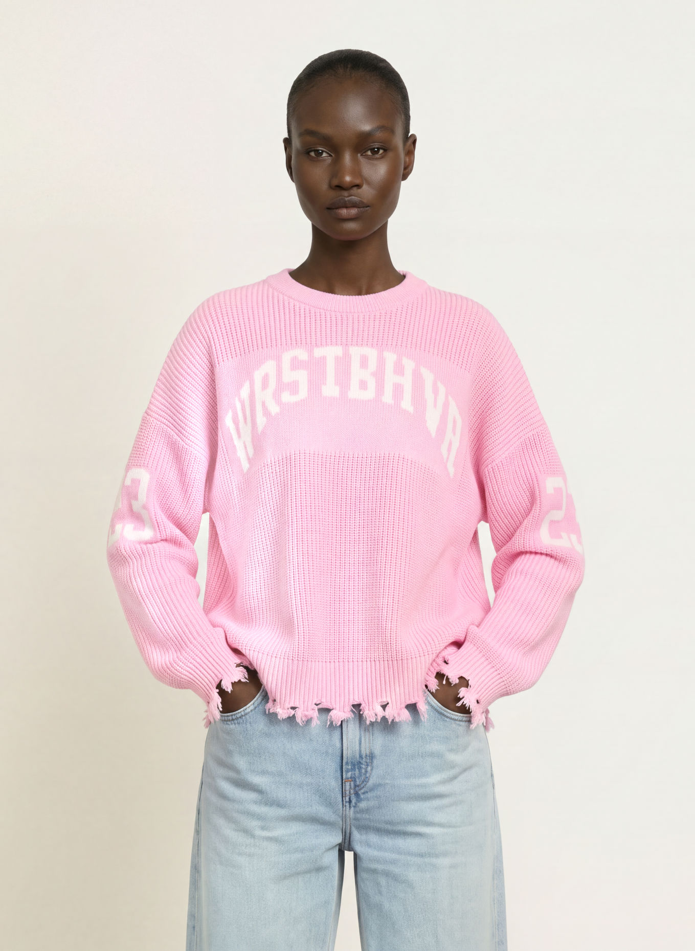 WRSTBHVR TOVE Sweater: PINK / WHITE