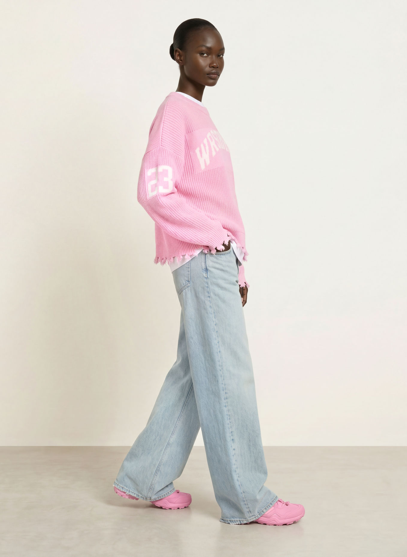 WRSTBHVR TOVE Sweater: PINK / WHITE