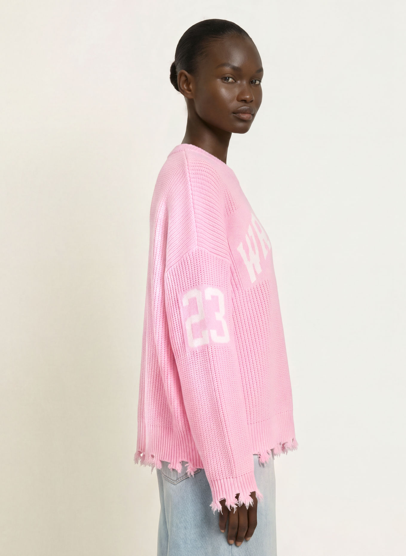 WRSTBHVR TOVE Sweater: PINK / WHITE