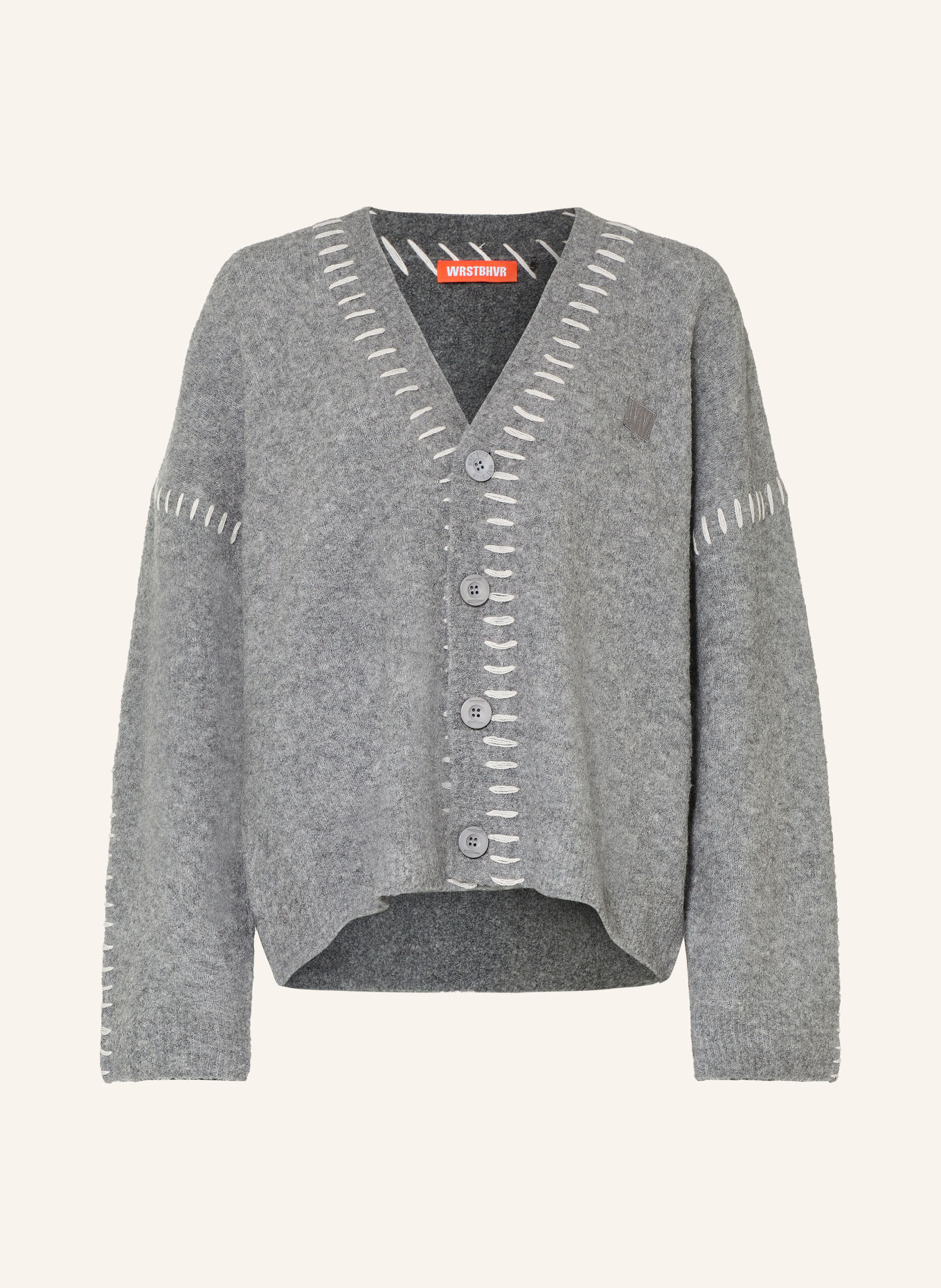 WRSTBHVR RISSO Cardigan: GRAY / DARK GRAY / WHITE