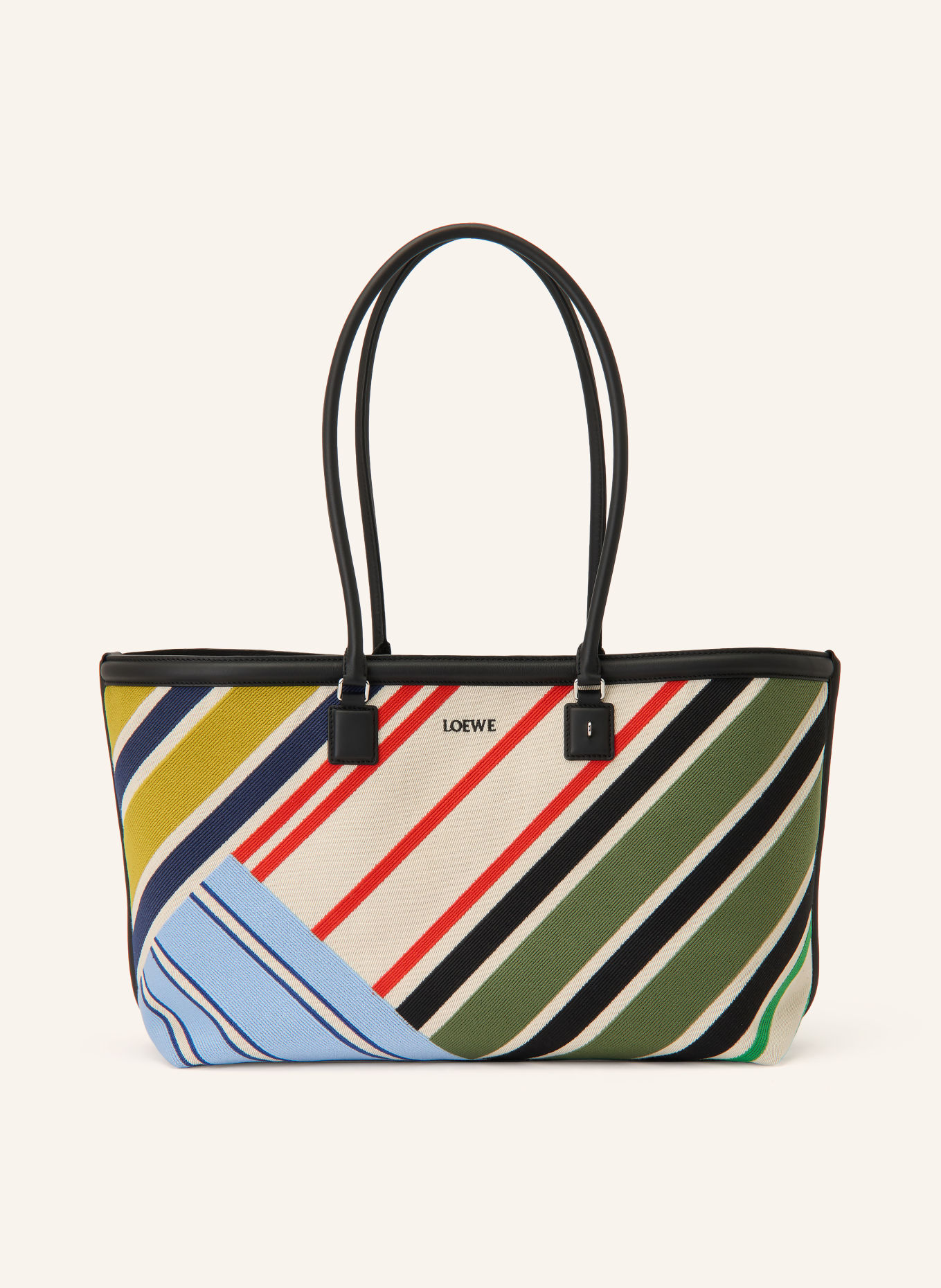 LOEWE Shopper VERANO: DUNKELROT / GELB / KHAKI