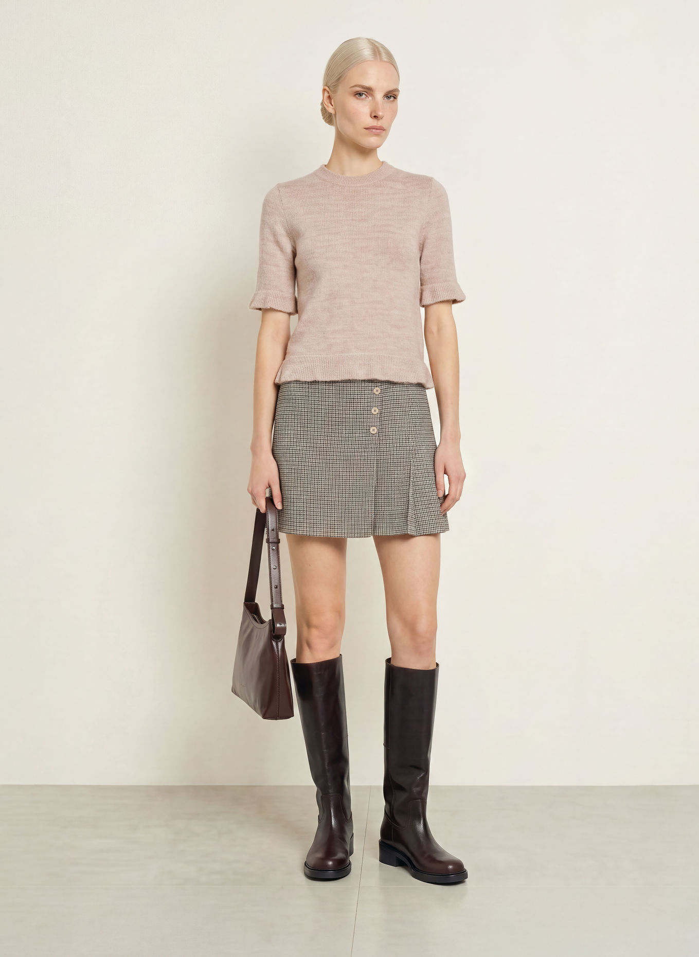 MORE & MORE Sweater with 3/4-length sleeves: LIGHT BROWN