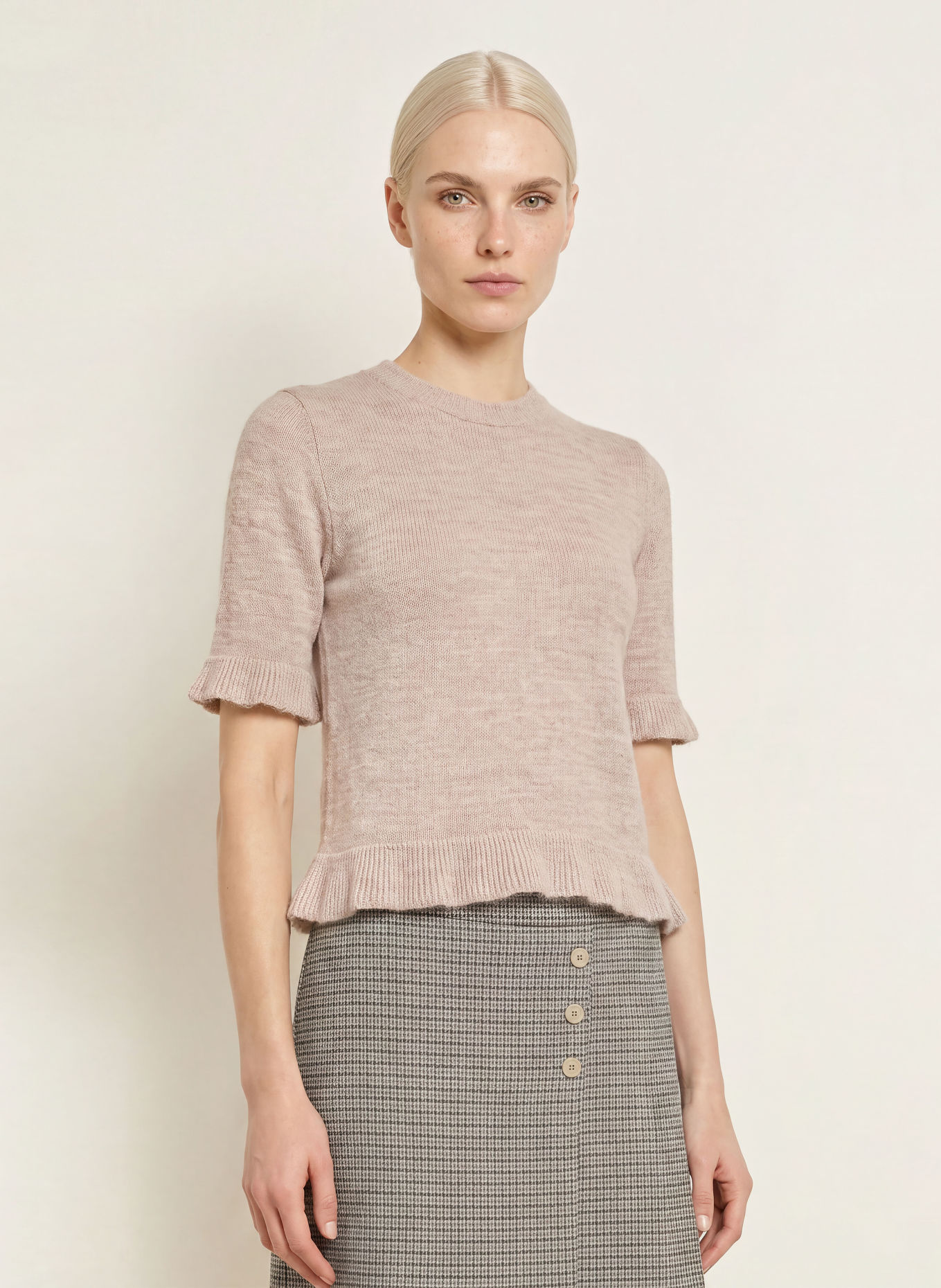 MORE & MORE Sweater with 3/4-length sleeves: LIGHT BROWN
