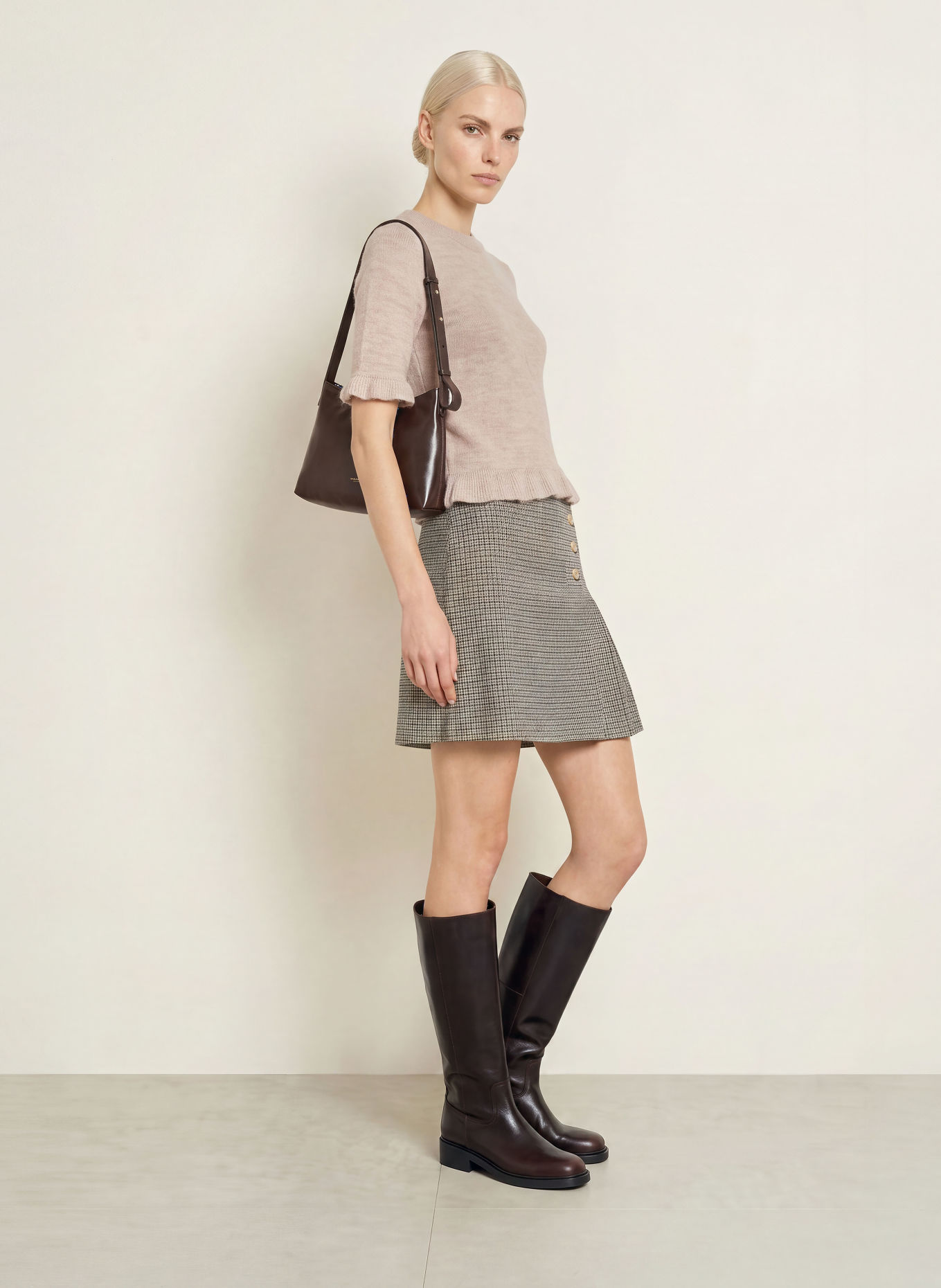 MORE & MORE Sweater with 3/4-length sleeves: LIGHT BROWN