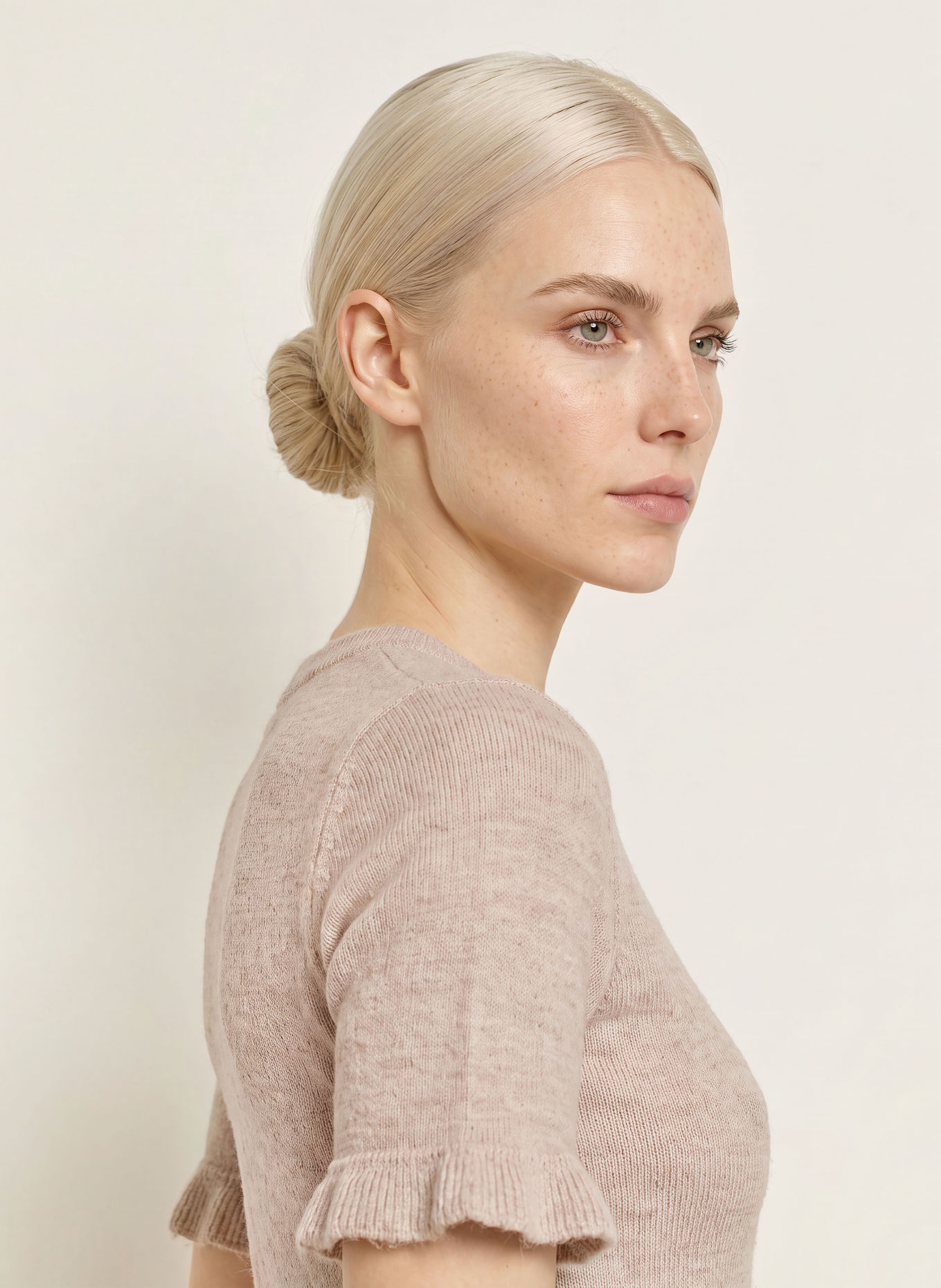 MORE & MORE Sweater with 3/4-length sleeves: LIGHT BROWN