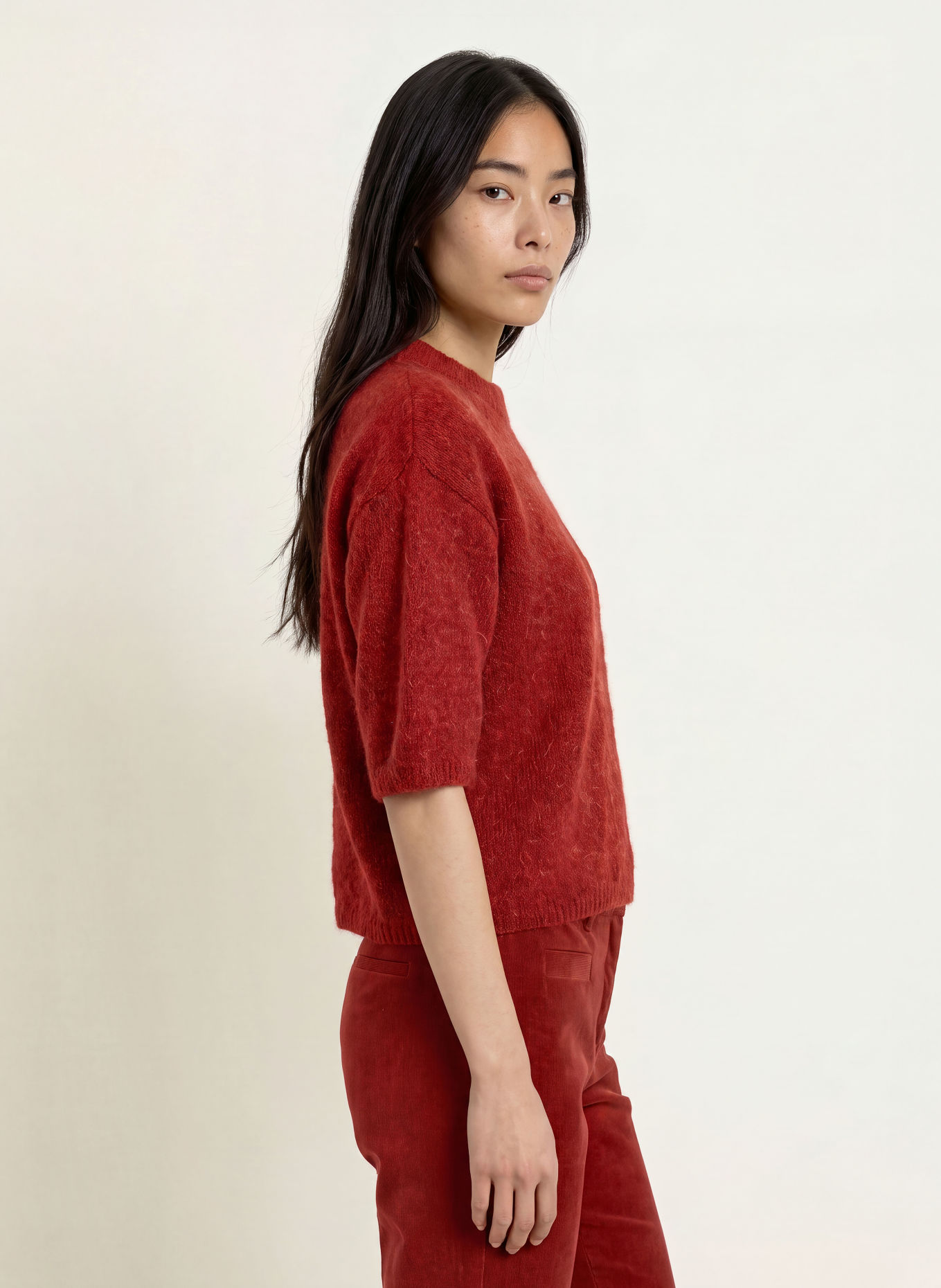 MORE & MORE Sweter z rękawami 3/4: CIEMNOCZERWONY