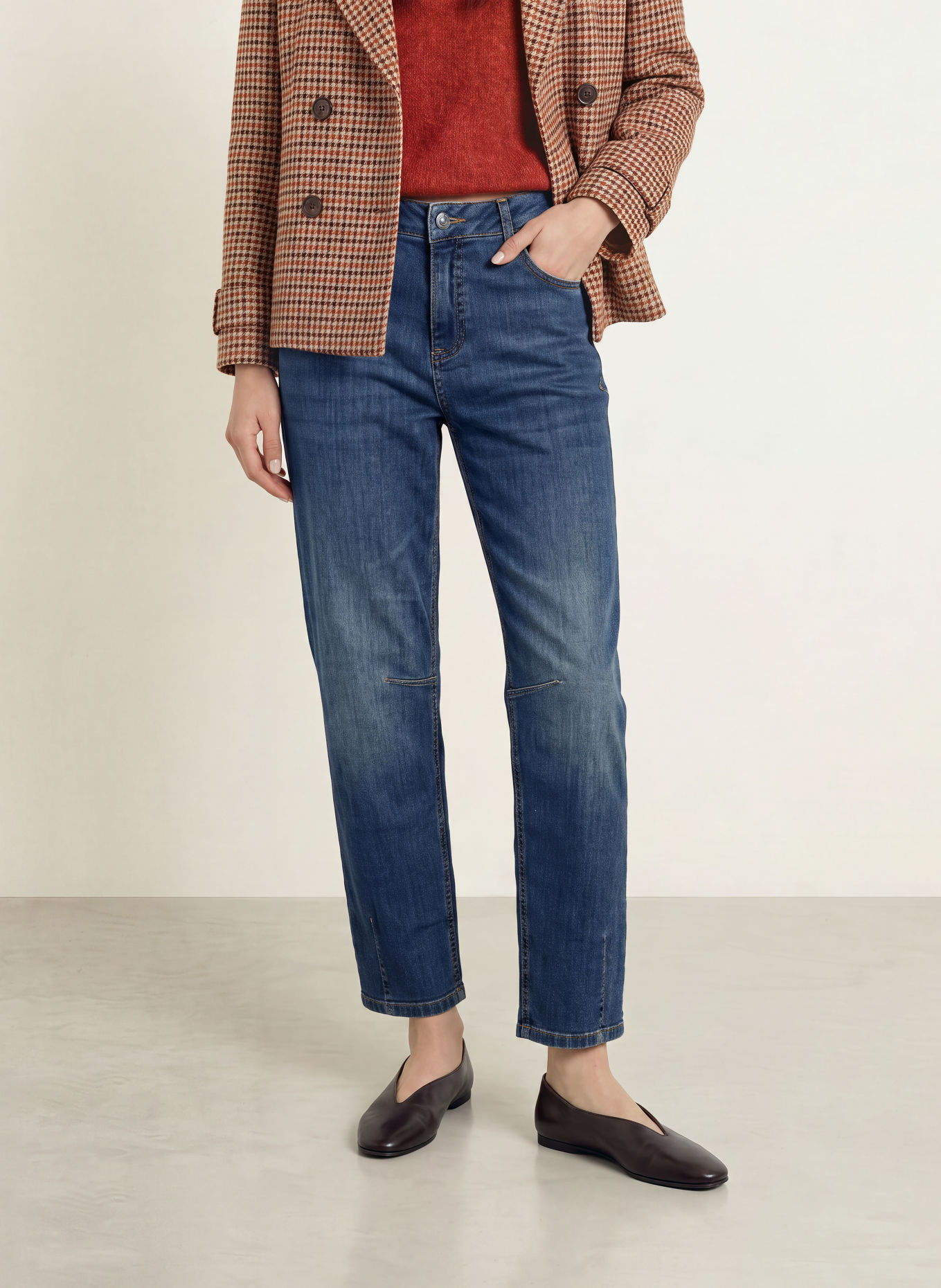 MORE & MORE Barrel-leg jeans: 0962 middle blue denim