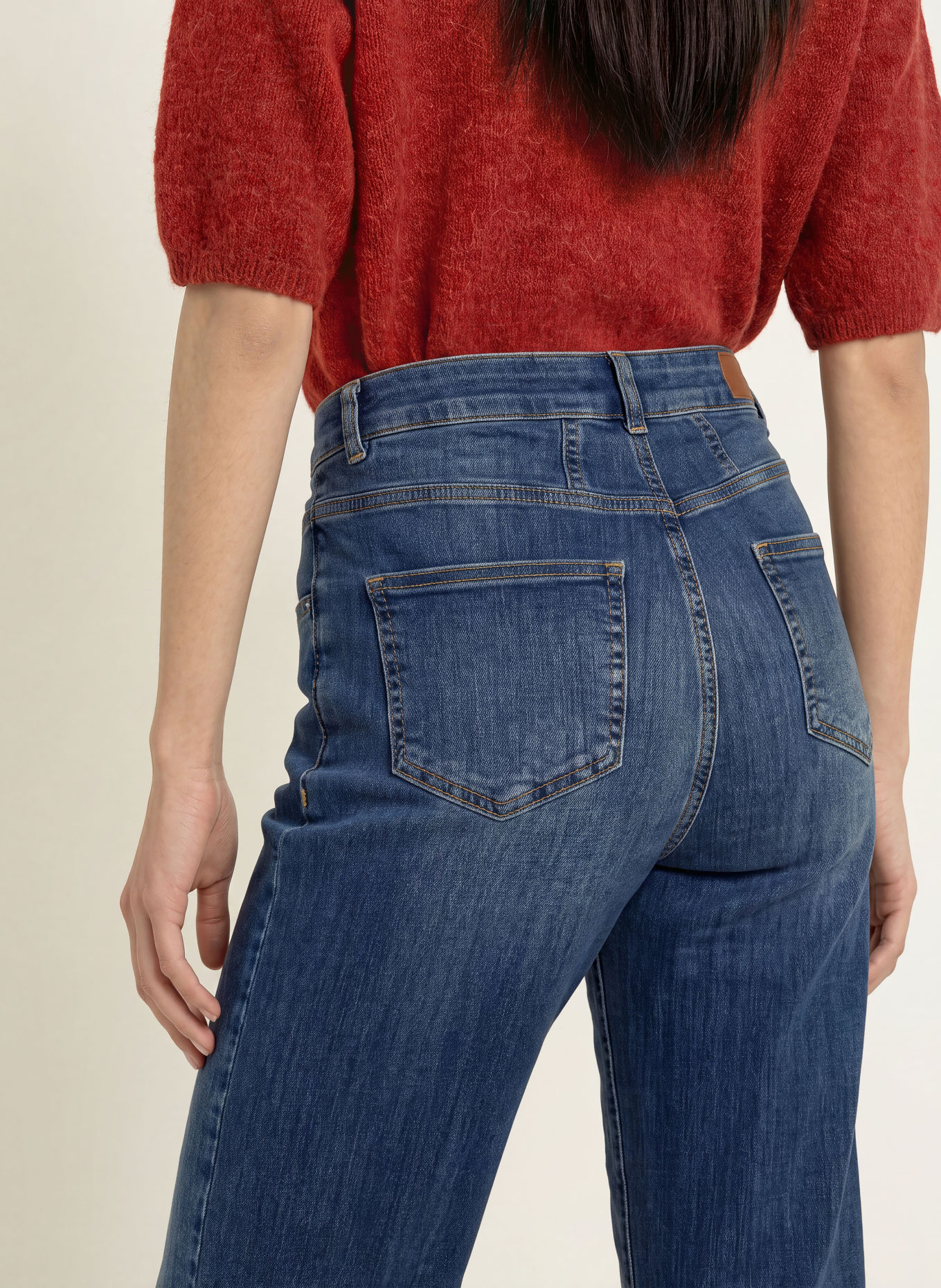 MORE & MORE Barrel-leg jeans: 0962 middle blue denim