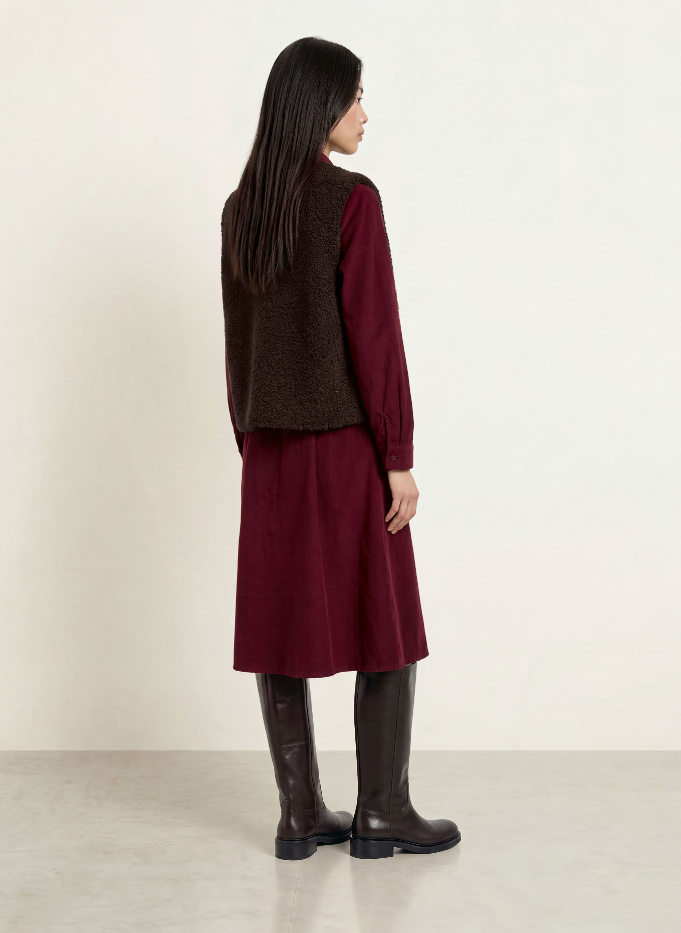 MORE & MORE Bodywarmer van teddybont: MARRON FONCÉ