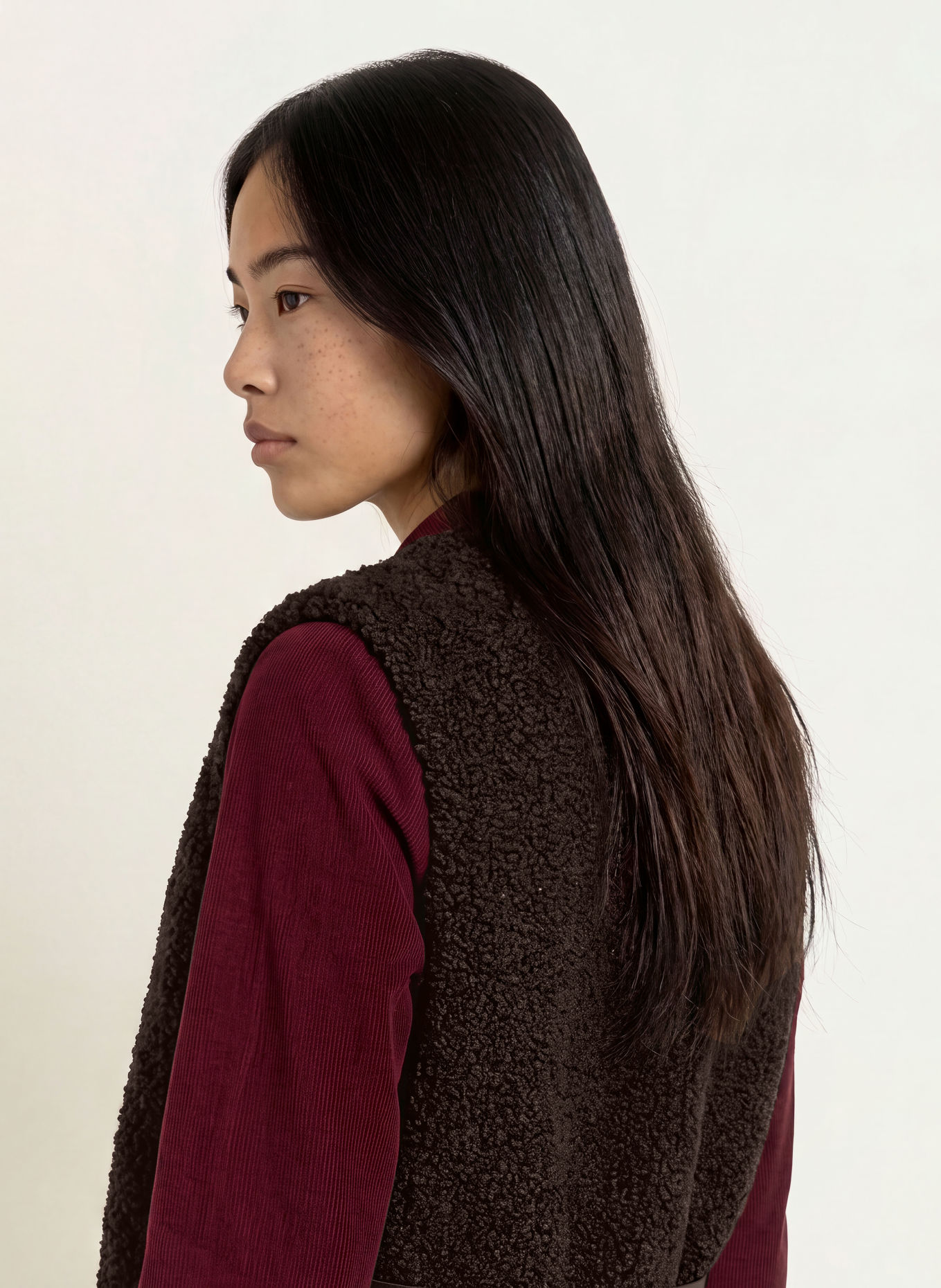 MORE & MORE Bodywarmer van teddybont: MARRON FONCÉ
