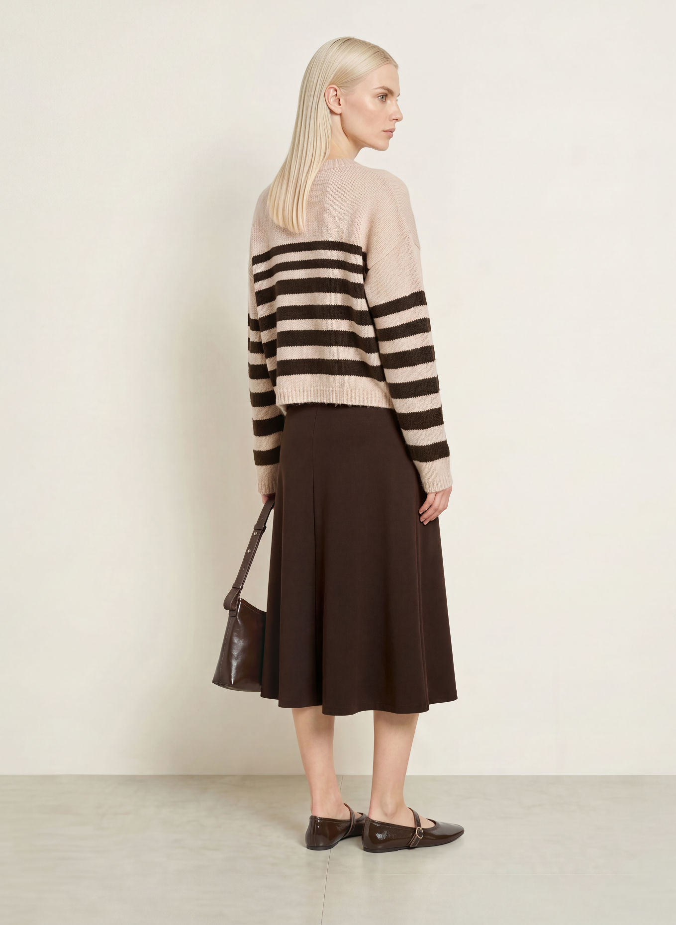 MORE & MORE Trui: ECRU / MARRON FONCÉ