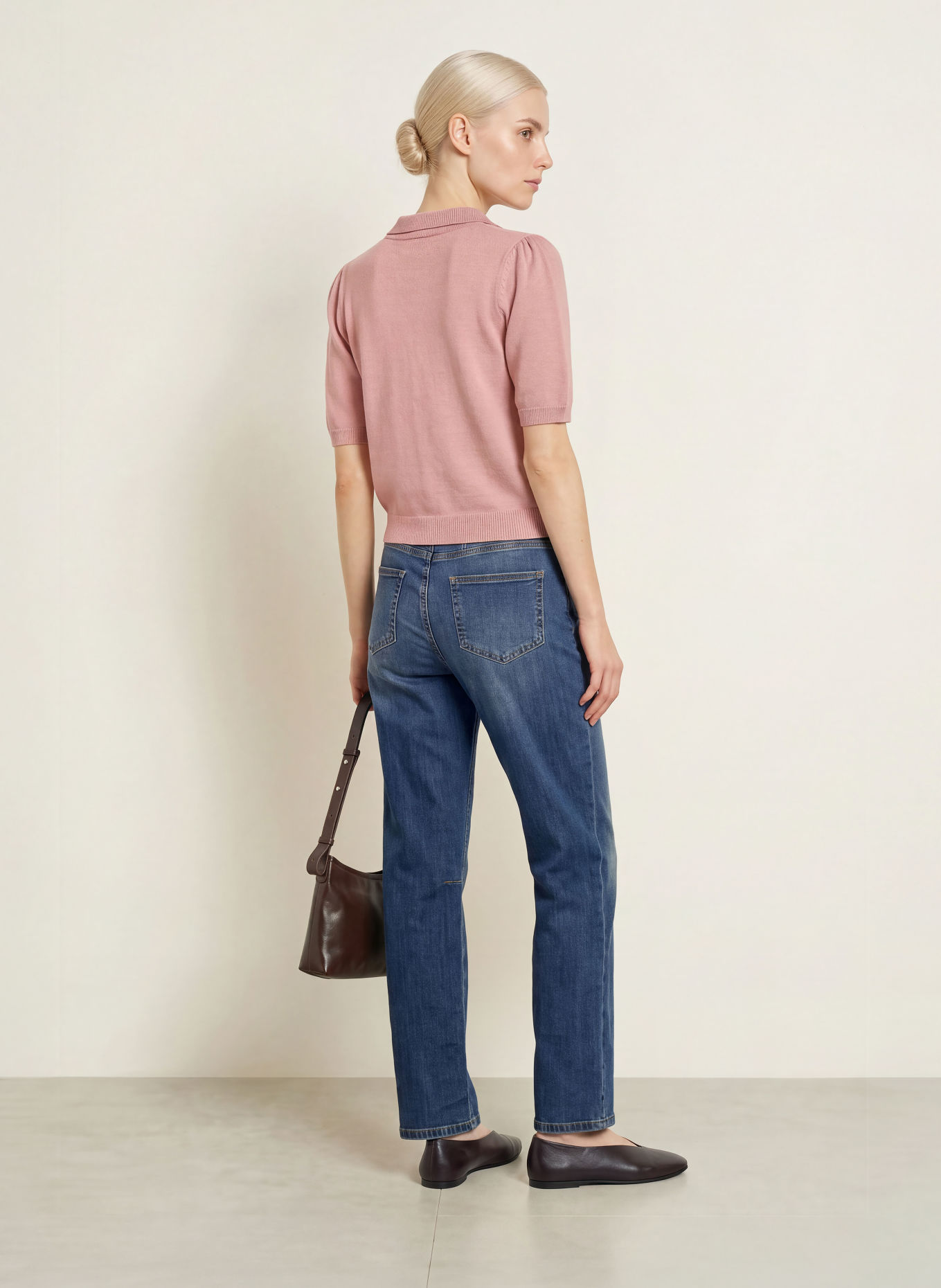 MORE & MORE Strick-Poloshirt mit 3/4-Arm: ROSÉ