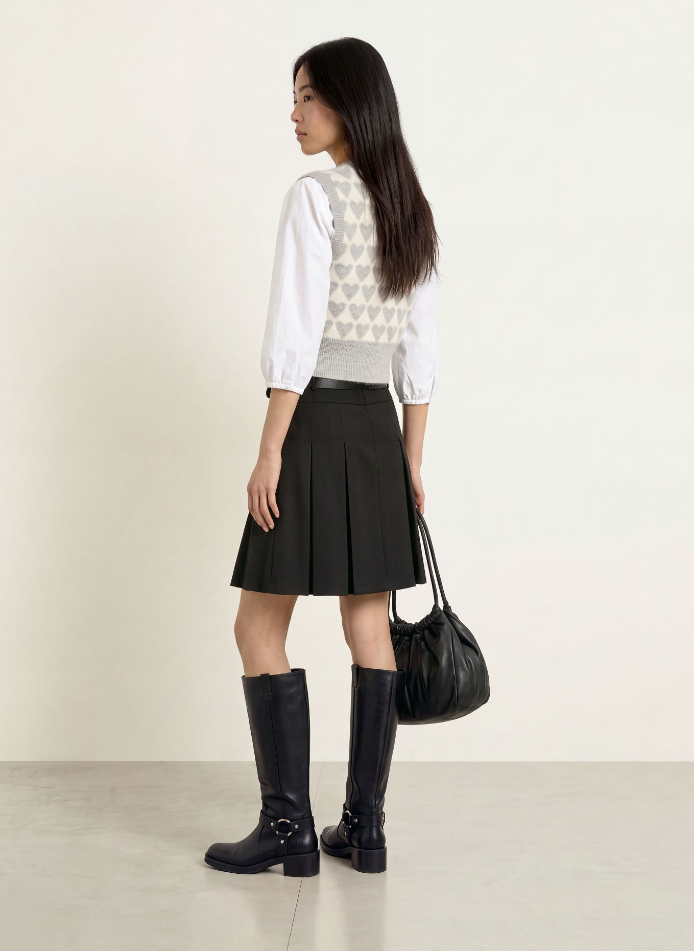 MORE & MORE Knit vest: LIGHT GRAY / CREAM