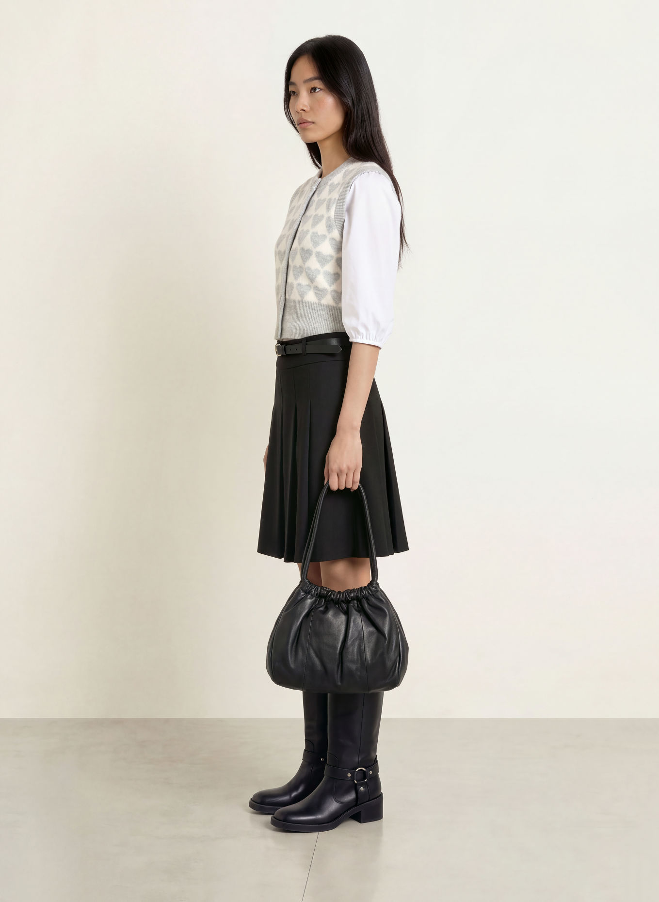 MORE & MORE Knit vest: LIGHT GRAY / CREAM
