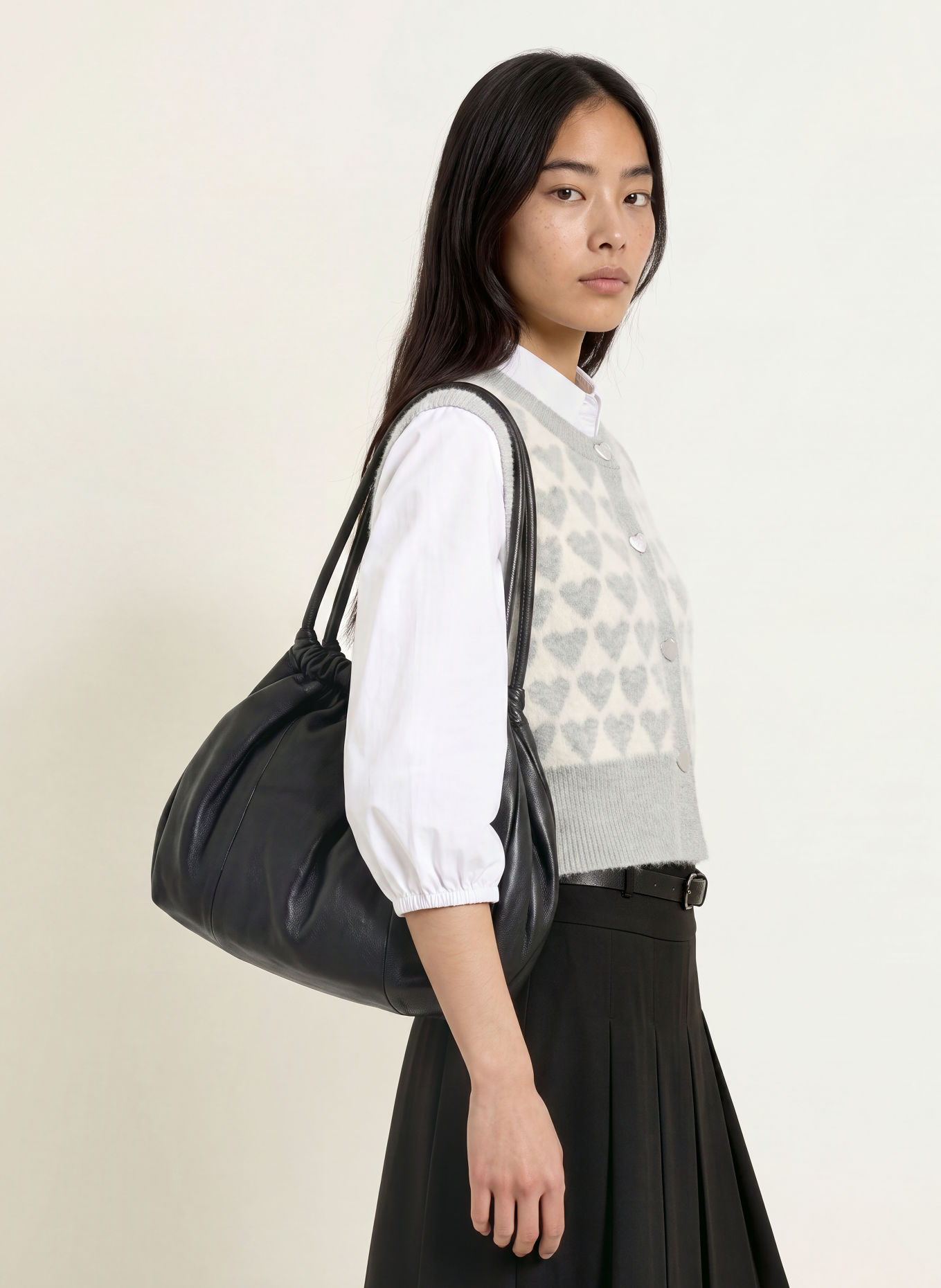MORE & MORE Knit vest: LIGHT GRAY / CREAM