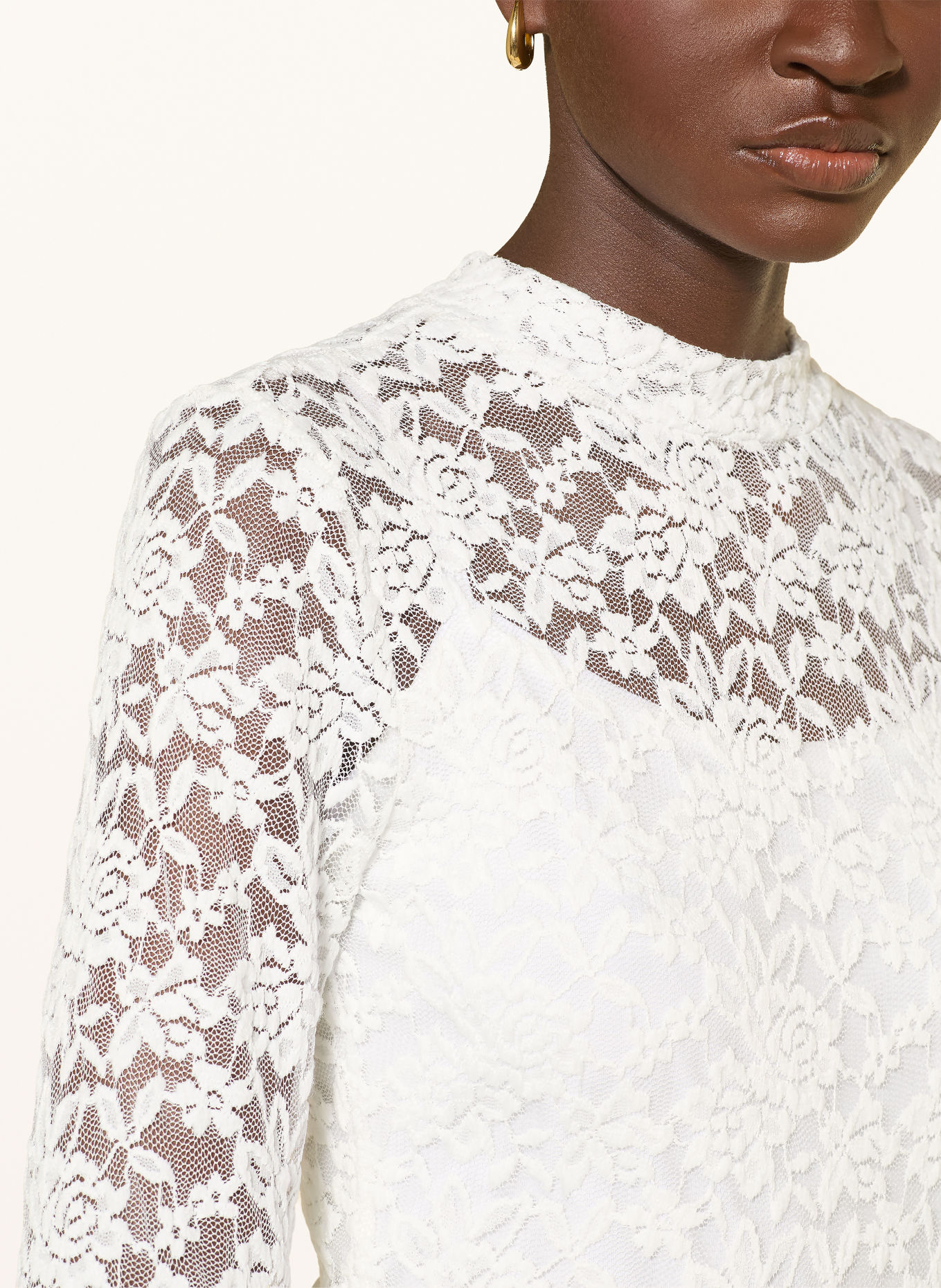 MORE & MORE Long-sleeve shirt made of lace: WHITE