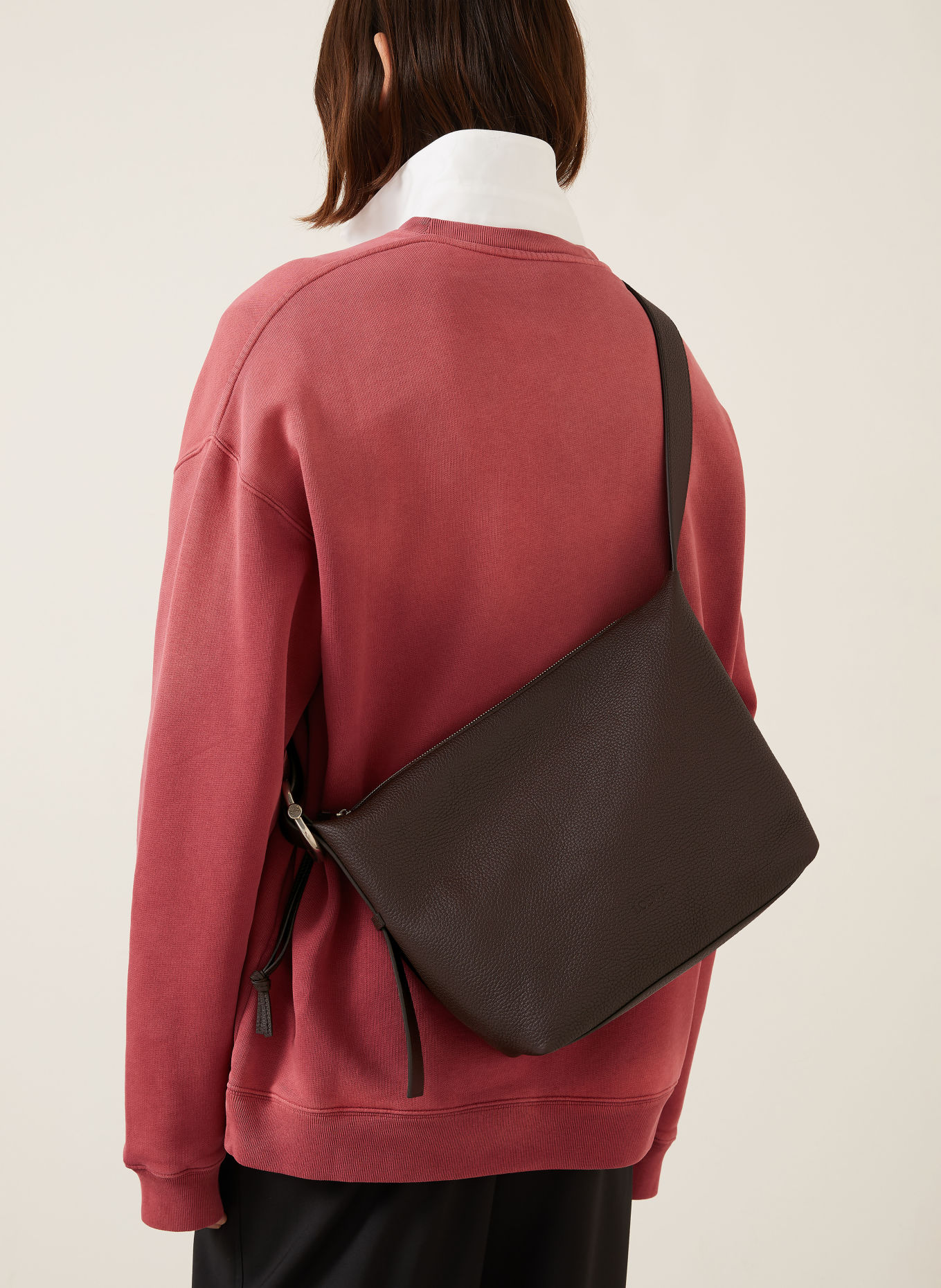LOEWE Schultertasche MEDIUM: DUNKELBRAUN / SILBER