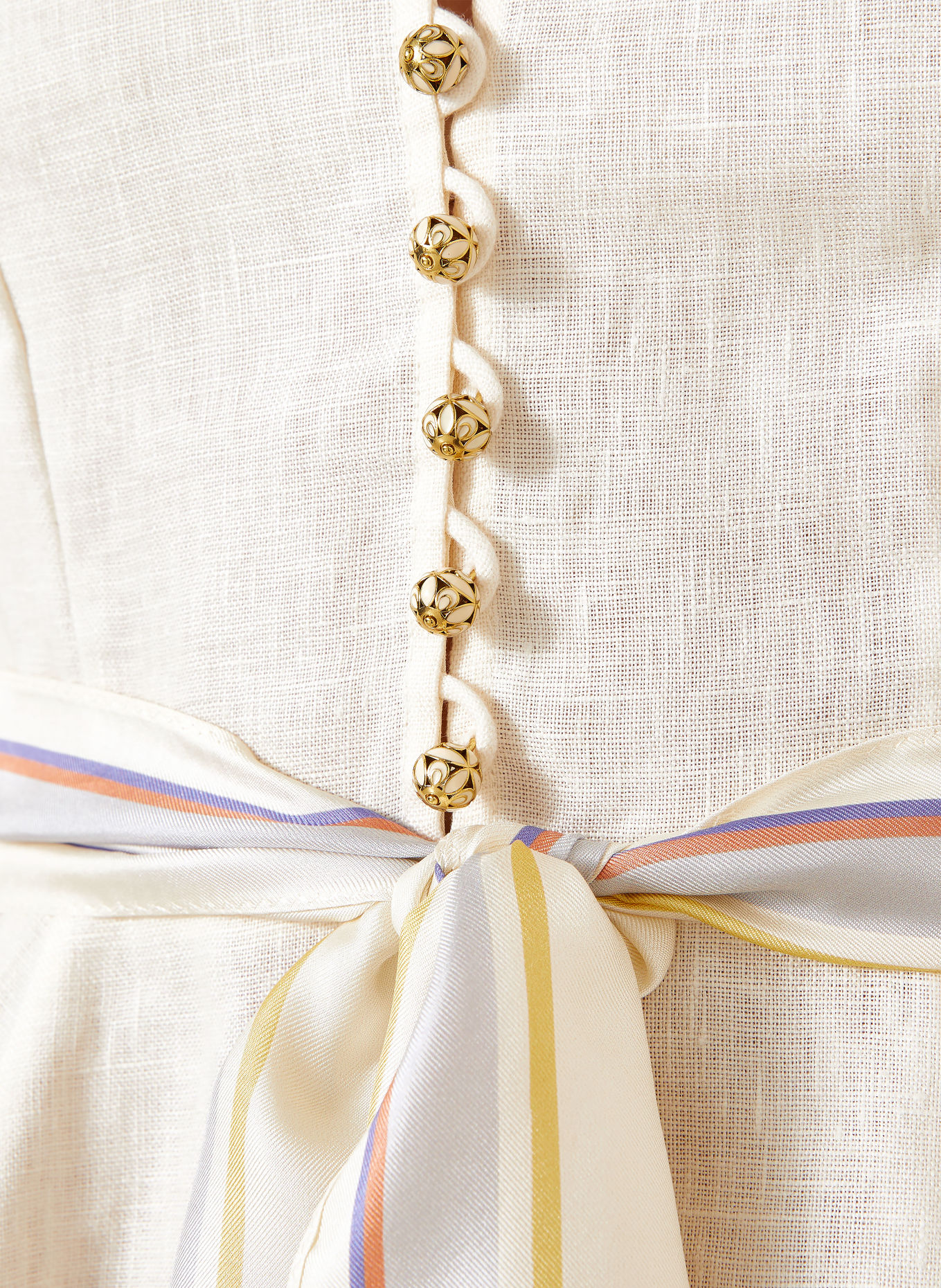 ZIMMERMANN VALIANT Linen Dress: CREAM / ROSE / LIGHT GREEN