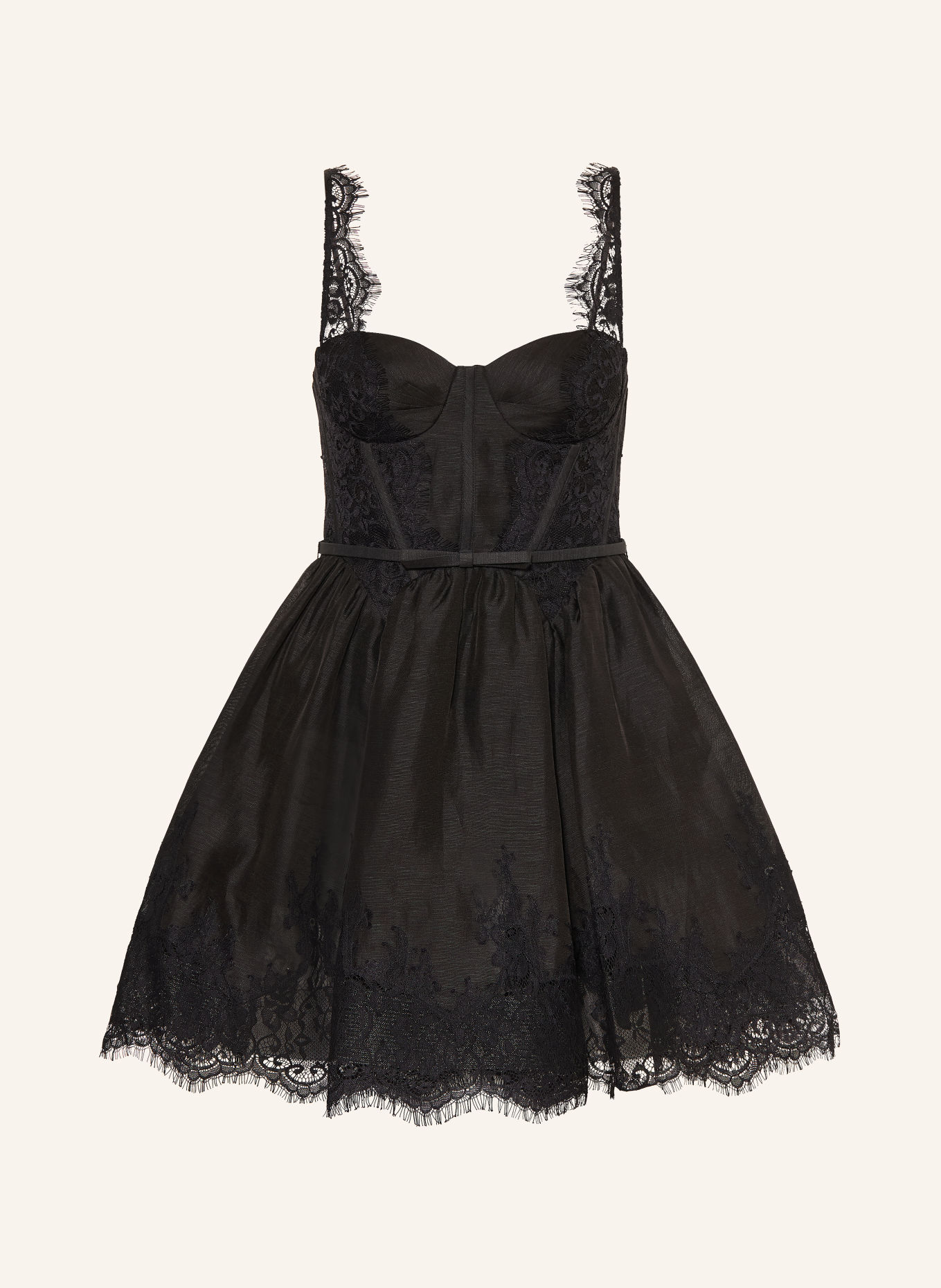ZIMMERMANN Cocktailkleid VALIANT mit Leinen und Seide: SCHWARZ