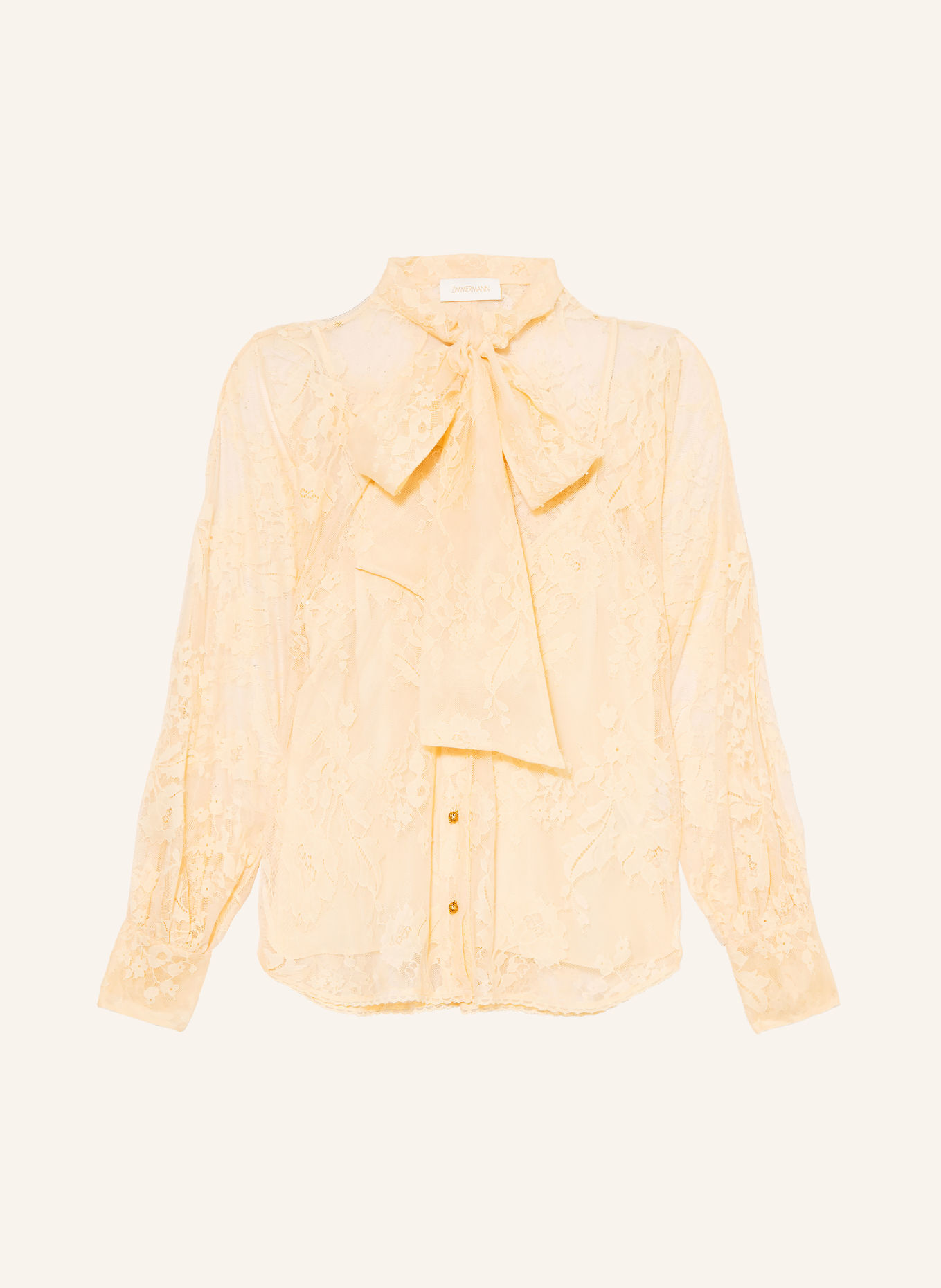 ZIMMERMANN VALIANT Tie-neck blouse in lace: LIGHT YELLOW