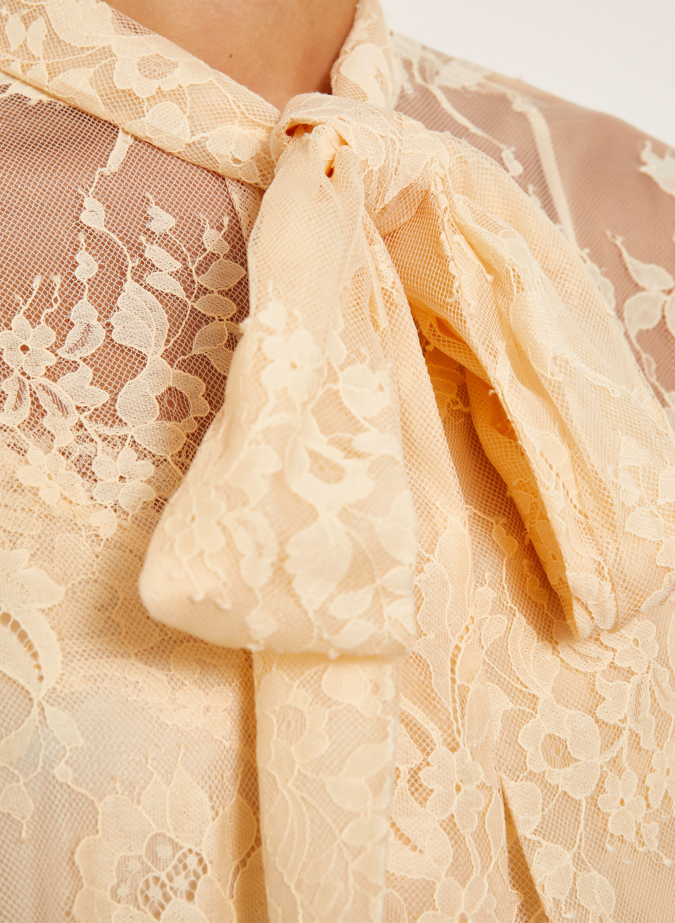 ZIMMERMANN VALIANT Tie-neck blouse in lace: LIGHT YELLOW